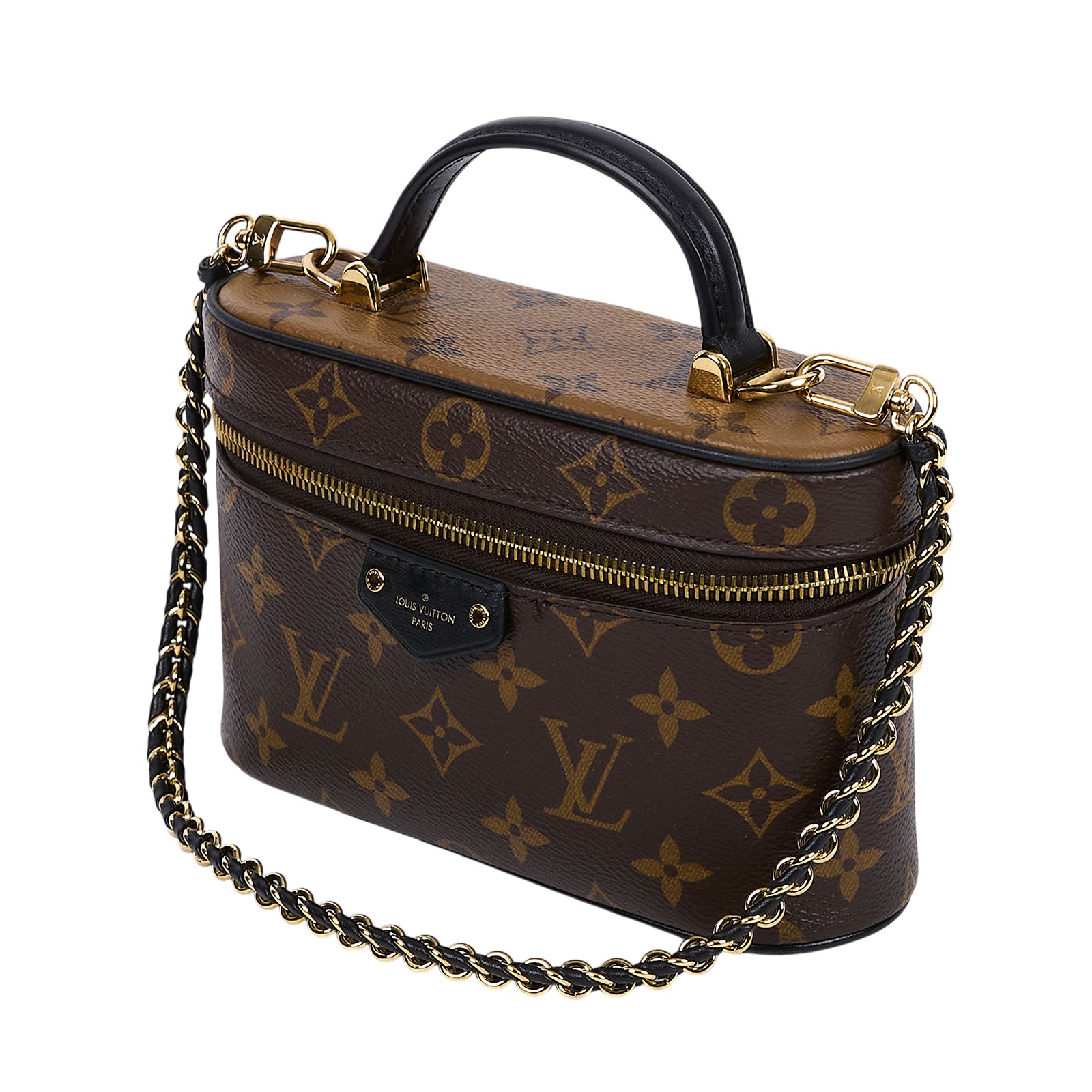 路易威登 LOUIS VUITTON Vanity Chain Pouch 肩背 手提 化妝箱 M47125 晶片款  原廠盒子/防塵袋/鑰匙
