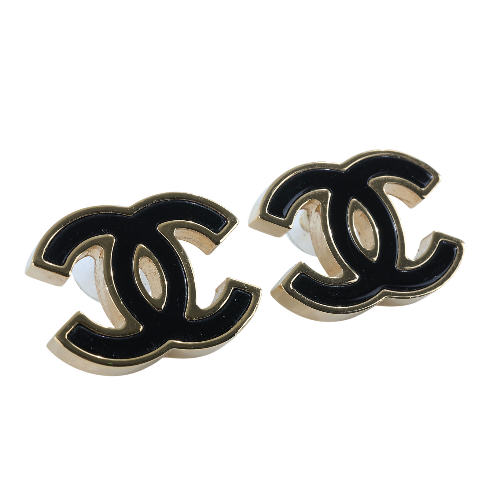 香奈兒 CHANEL 雙C LOGO 耳環 黑色 金色 B24B 黑金色雙C耳環 原廠盒子/購買證明