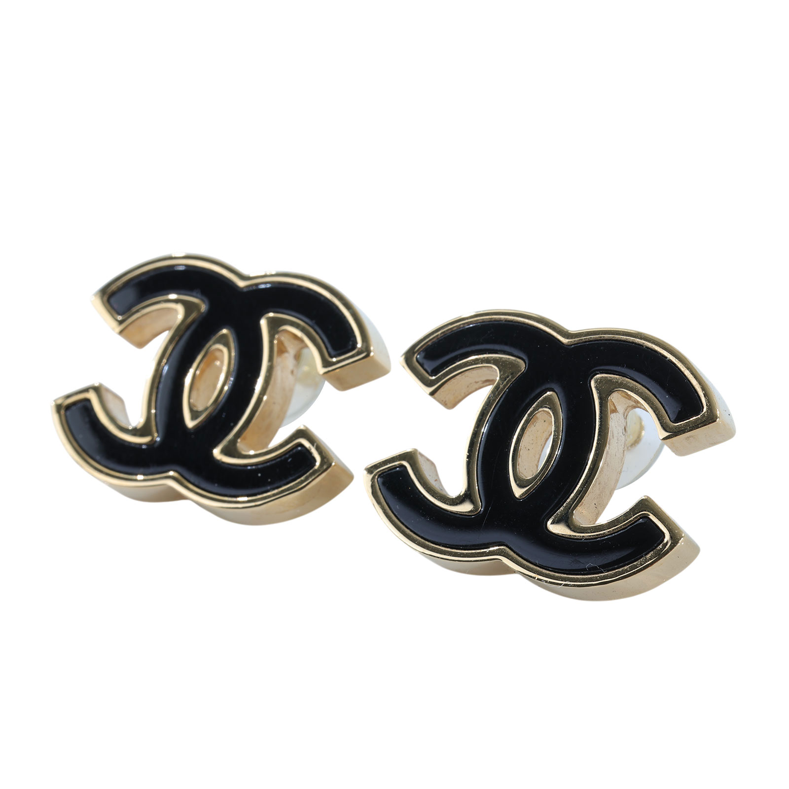 香奈兒 CHANEL 雙C LOGO 耳環 黑色 金色 B24B 黑金色雙C耳環 原廠盒子/購買證明