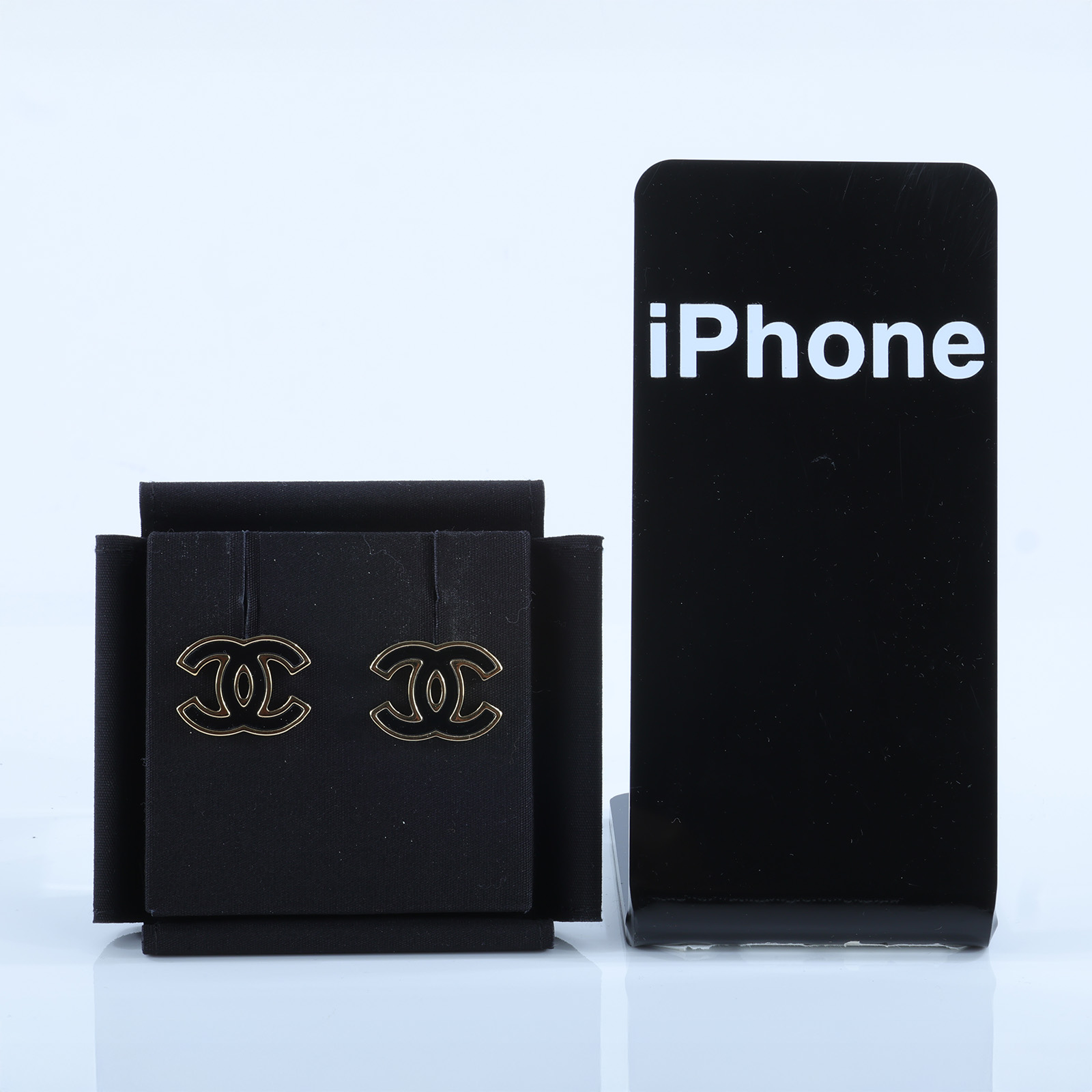 香奈兒 CHANEL 雙C LOGO 耳環 黑色 金色 B24B 黑金色雙C耳環 原廠盒子/購買證明