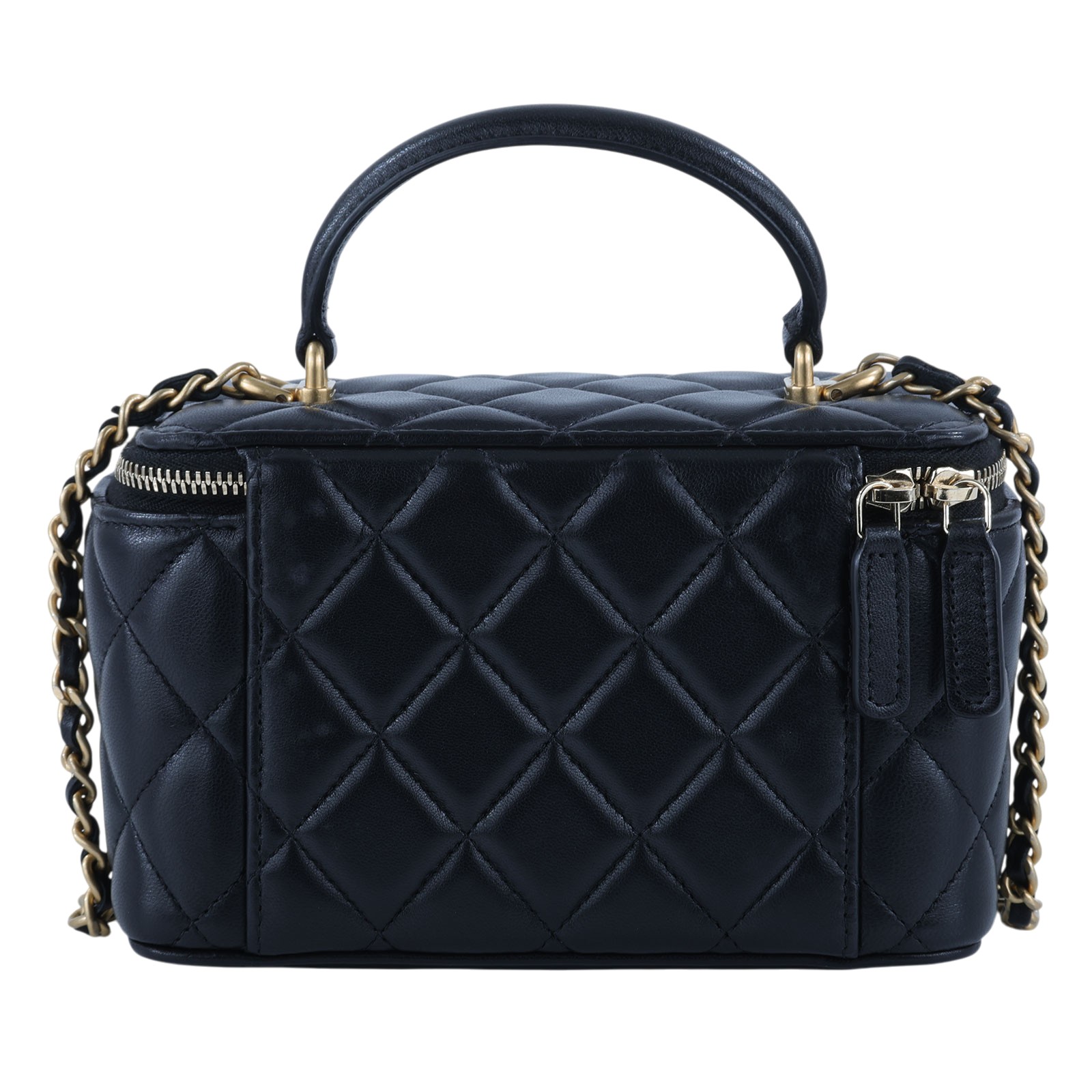 香奈兒 CHANEL Vanity Case 化妝箱 AP2199 B05810 31開黑金羊菱格化妝包 原廠盒子/防塵袋/購買證明影本/保證卡