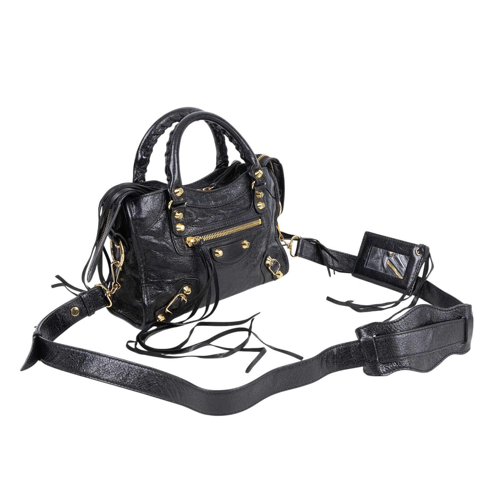 巴黎世家 BALENCIAGA Mini City 機車包 300295D94JN 黑金CITY MINI 防塵袋/鏡子