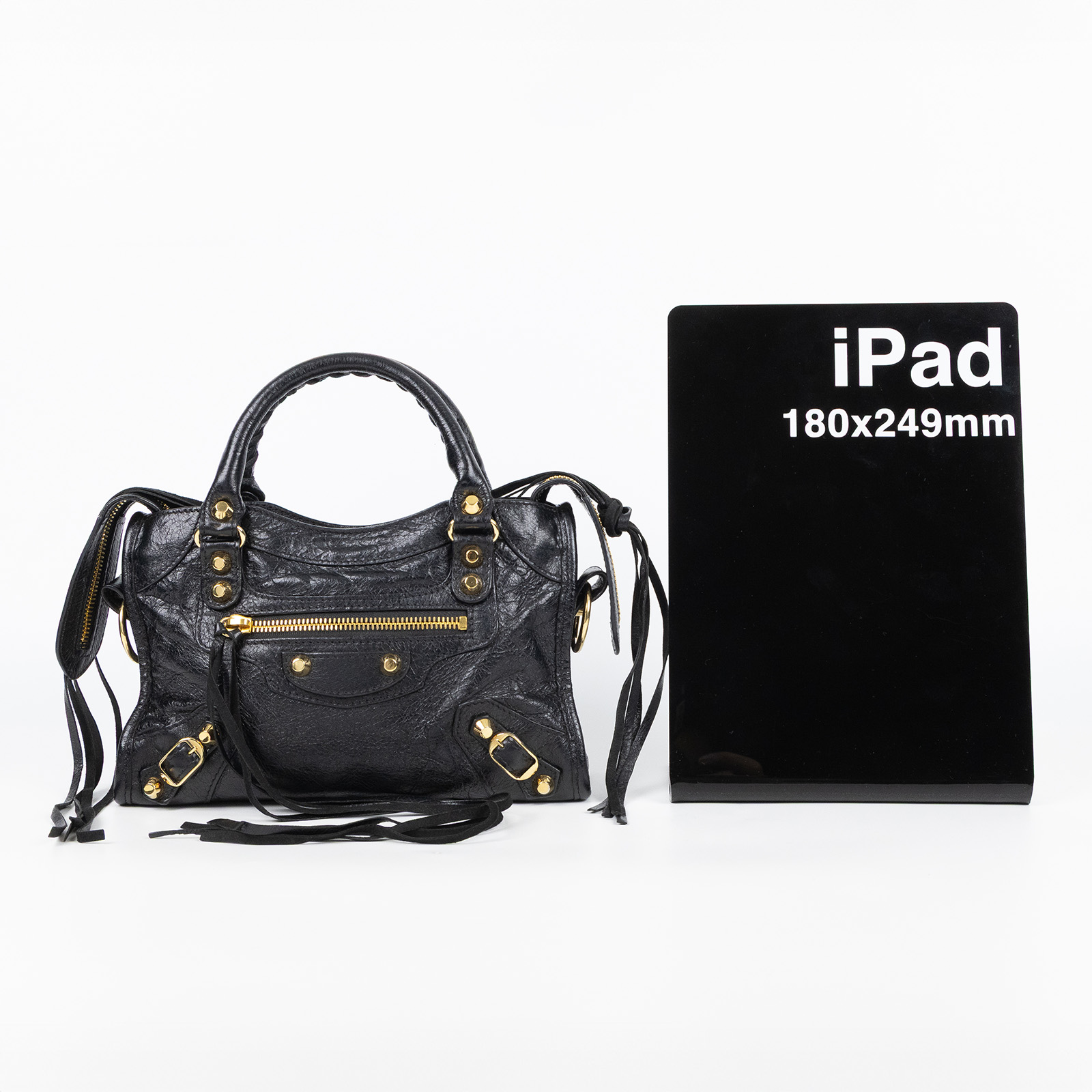 巴黎世家 BALENCIAGA Mini City 機車包 300295D94JN 黑金CITY MINI 防塵袋/鏡子