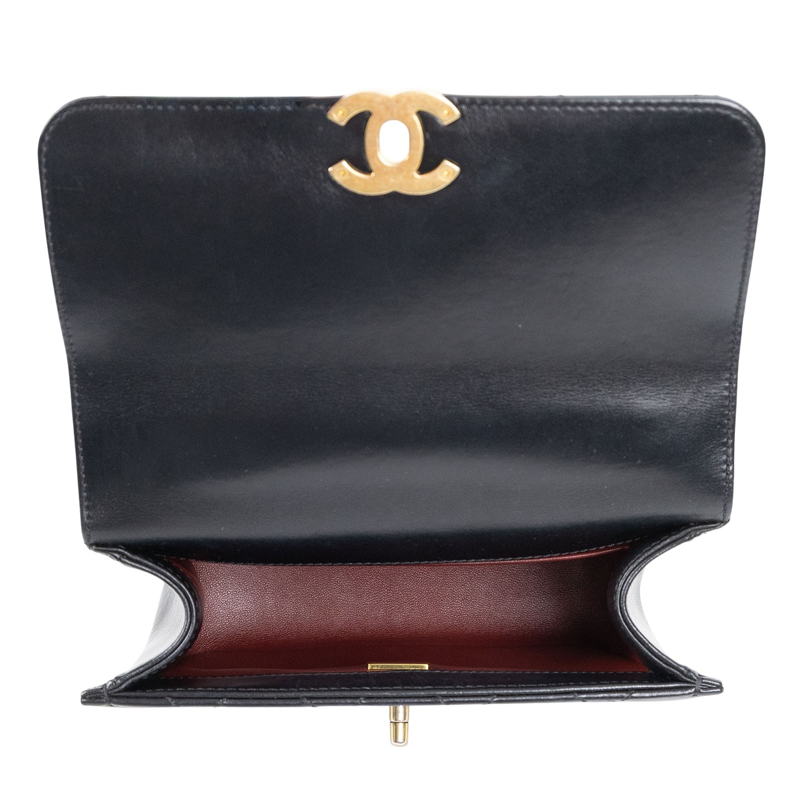 香奈兒 CHANEL 雙金球 經典 斜背 口蓋包 AS2615 晶片款 黑金羊雙金球掀蓋包 原廠盒子/防塵袋