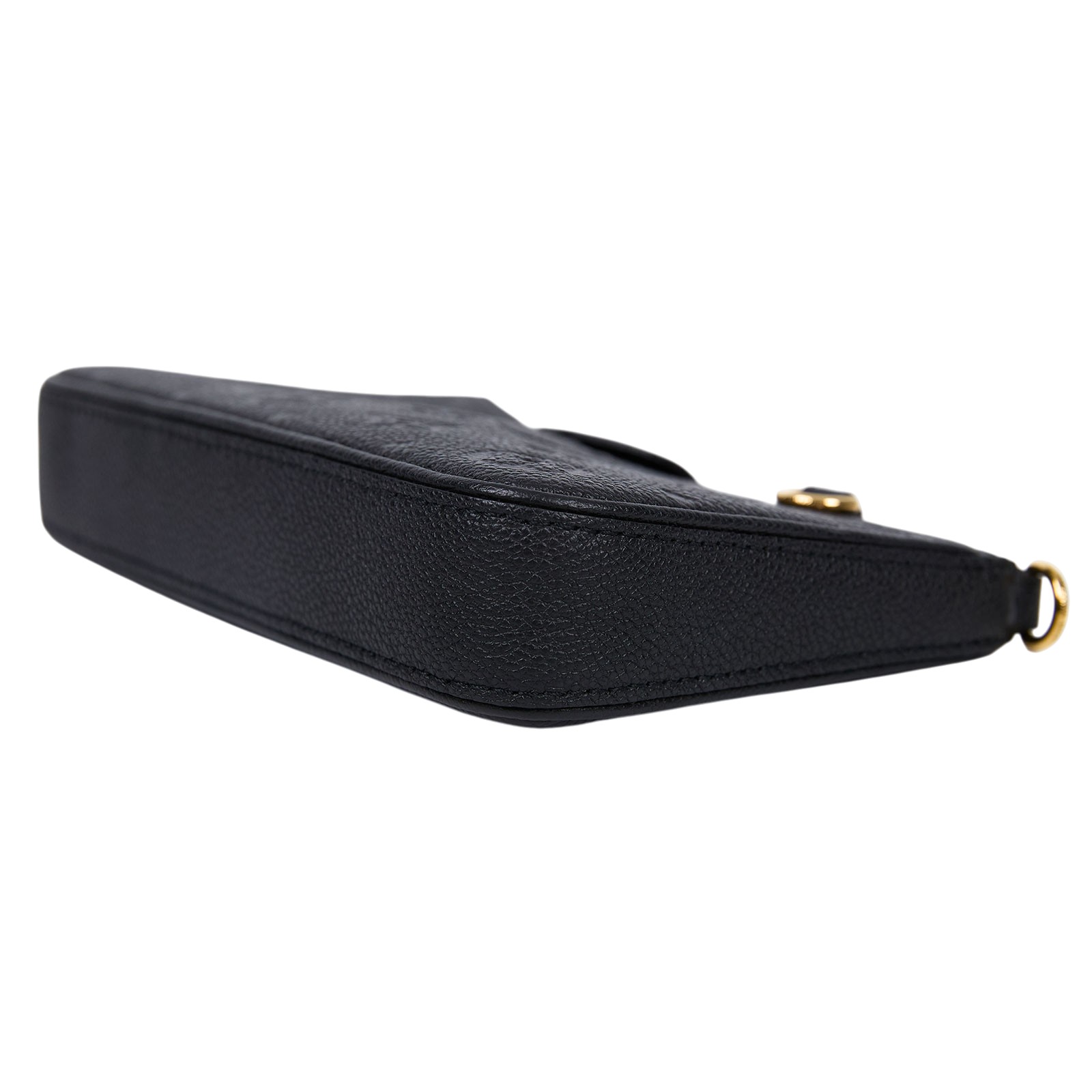 路易威登 LOUIS VUITTON Easy Pouch On Strap 壓紋牛皮二用包 黑色 M80349 晶片款  防塵袋/原廠盒子/背帶