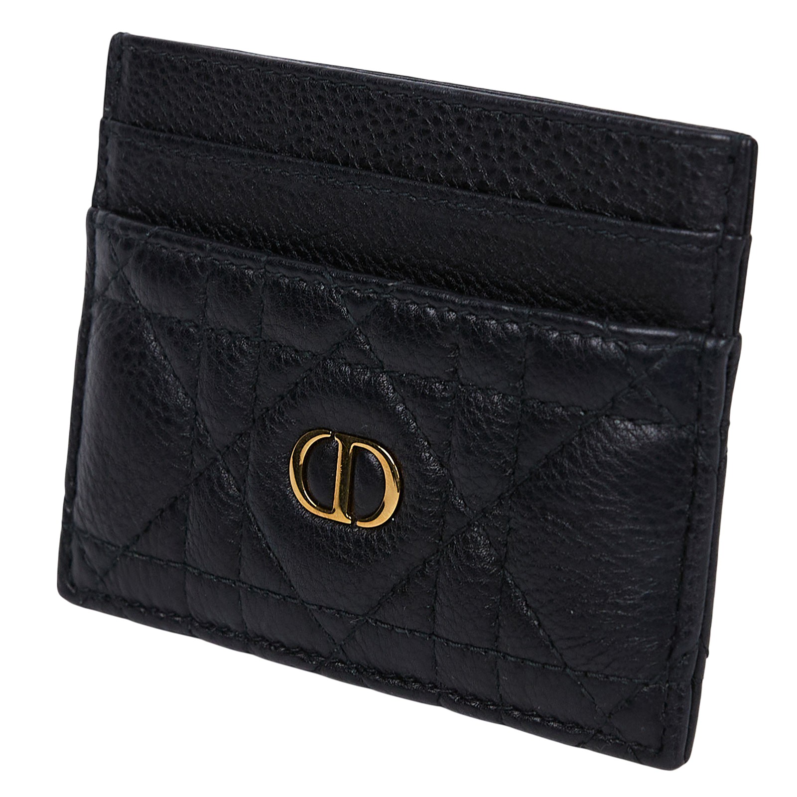 迪奧 CHRISTIAN DIOR Caro 5 隔層卡片套 卡夾 小牛皮 S5130UWHC 黑藤格卡夾 防塵袋/原廠盒子