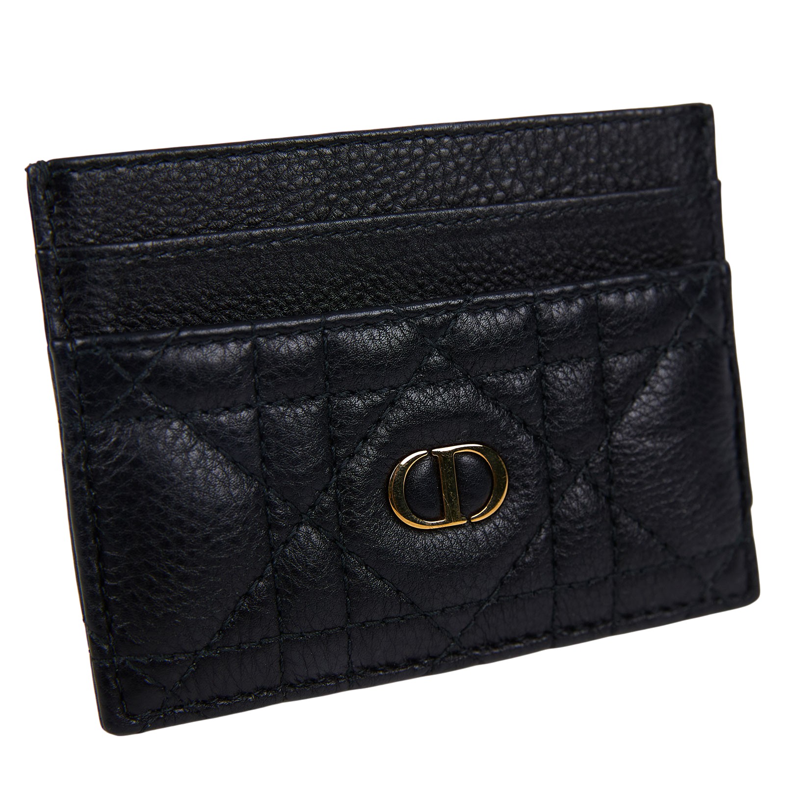 迪奧 CHRISTIAN DIOR Caro 5 隔層卡片套 卡夾 小牛皮 S5130UWHC 黑藤格卡夾 防塵袋/原廠盒子