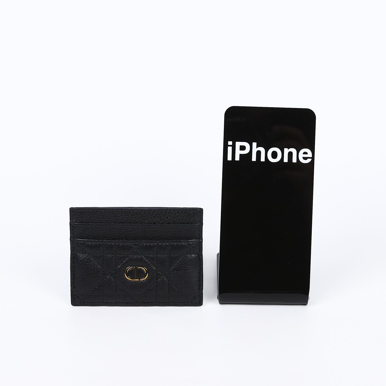 迪奧 CHRISTIAN DIOR Caro 5 隔層卡片套 卡夾 小牛皮 S5130UWHC 黑藤格卡夾 防塵袋/原廠盒子