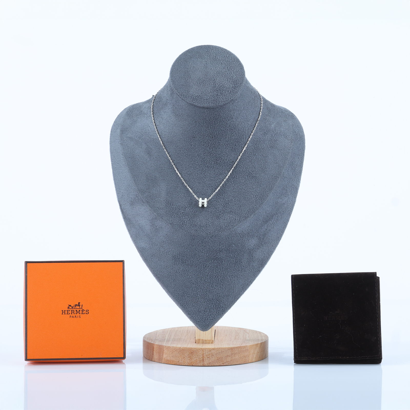 愛馬仕 Hermes Mini Pop H 墜飾 白色 H147992FP49 ST 02 23 銀白POP項鍊 MINI 原廠盒子