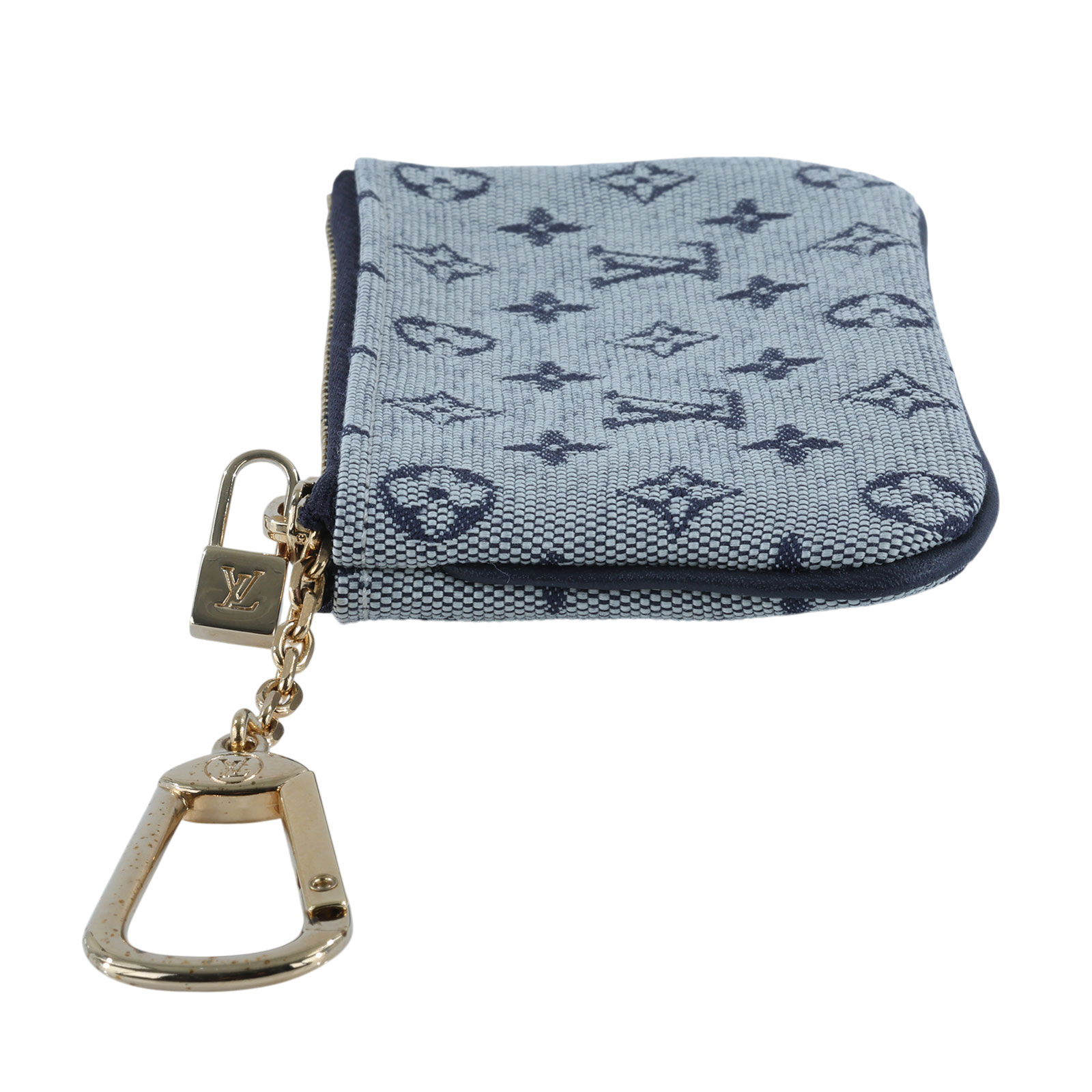 路易威登 LOUIS VUITTON 老花 Monogram 緹花織布 零錢包 鑰匙扣 M92236 深藍緹花零錢鑰匙包 無附屬品