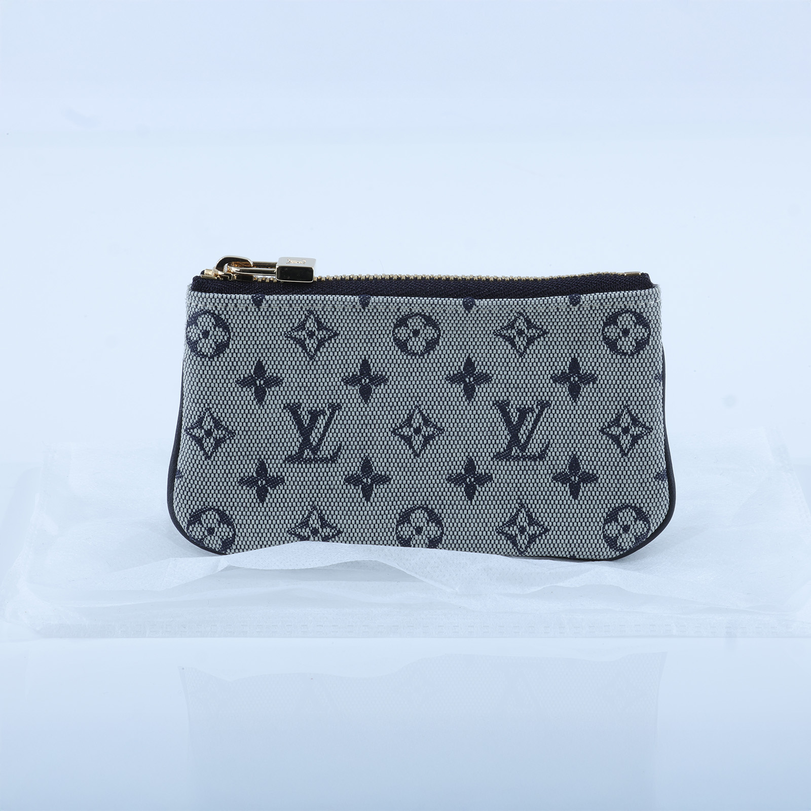 路易威登 LOUIS VUITTON 老花 Monogram 緹花織布 零錢包 鑰匙扣 M92236 深藍緹花零錢鑰匙包 無附屬品