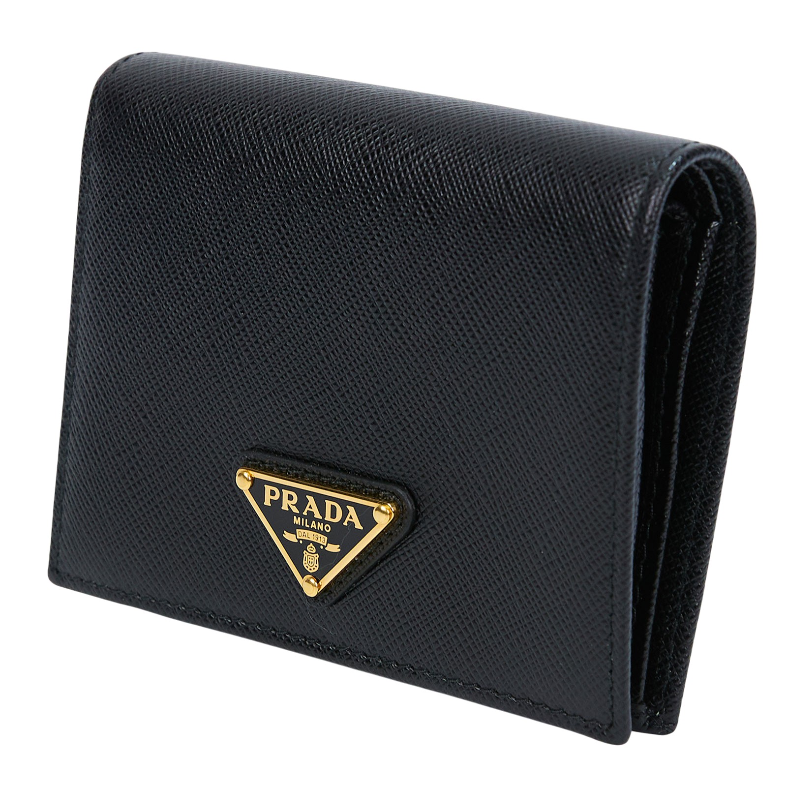 普拉達 PRADA 錢包 短夾 1MV204_2DDU 黑釦式兩折短夾 原廠盒子/保證卡
