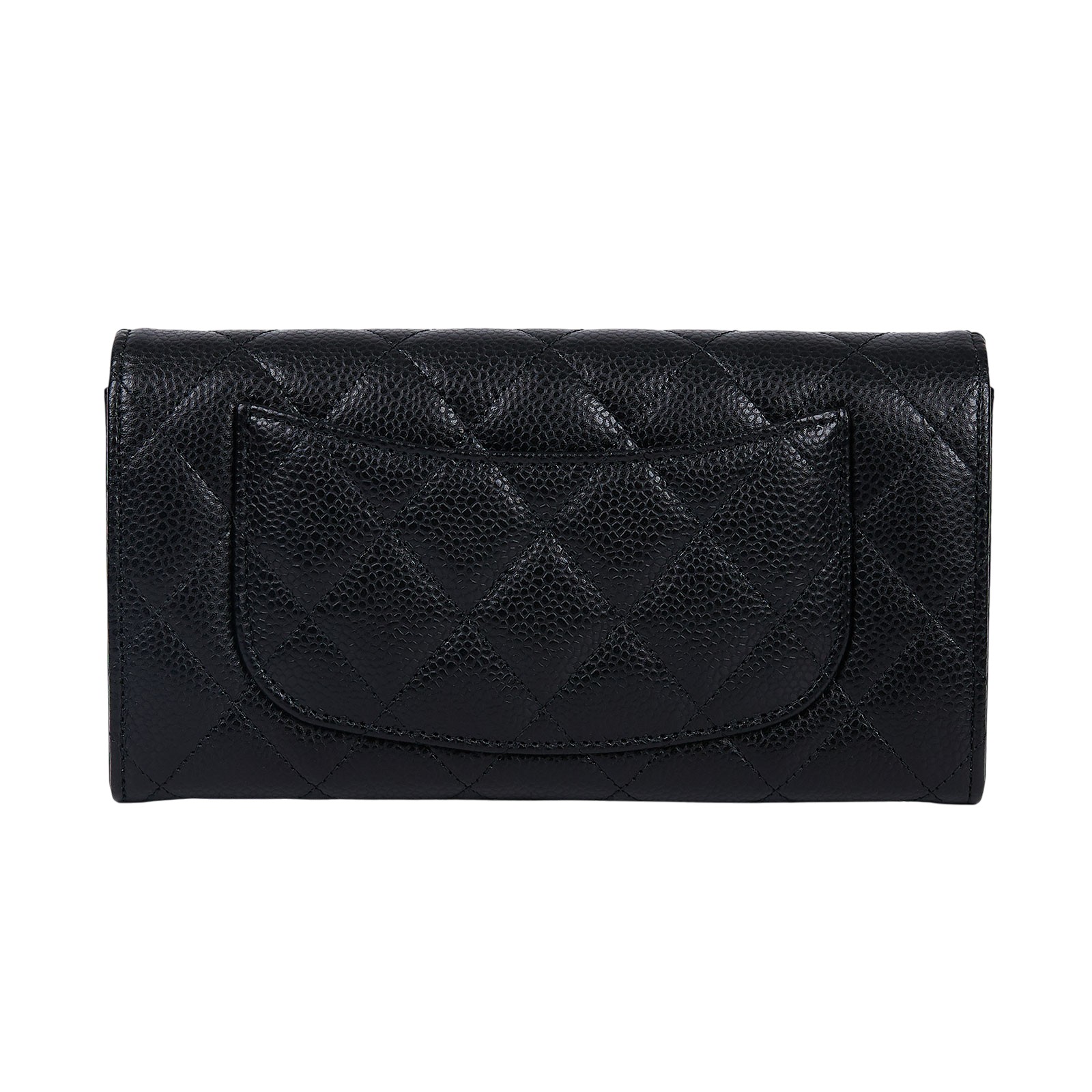 香奈兒 CHANEL CC LOGO 荔枝皮 菱格紋 扣式 長夾 A80758 晶片款 黑銀荔枝COCO長夾 防塵袋