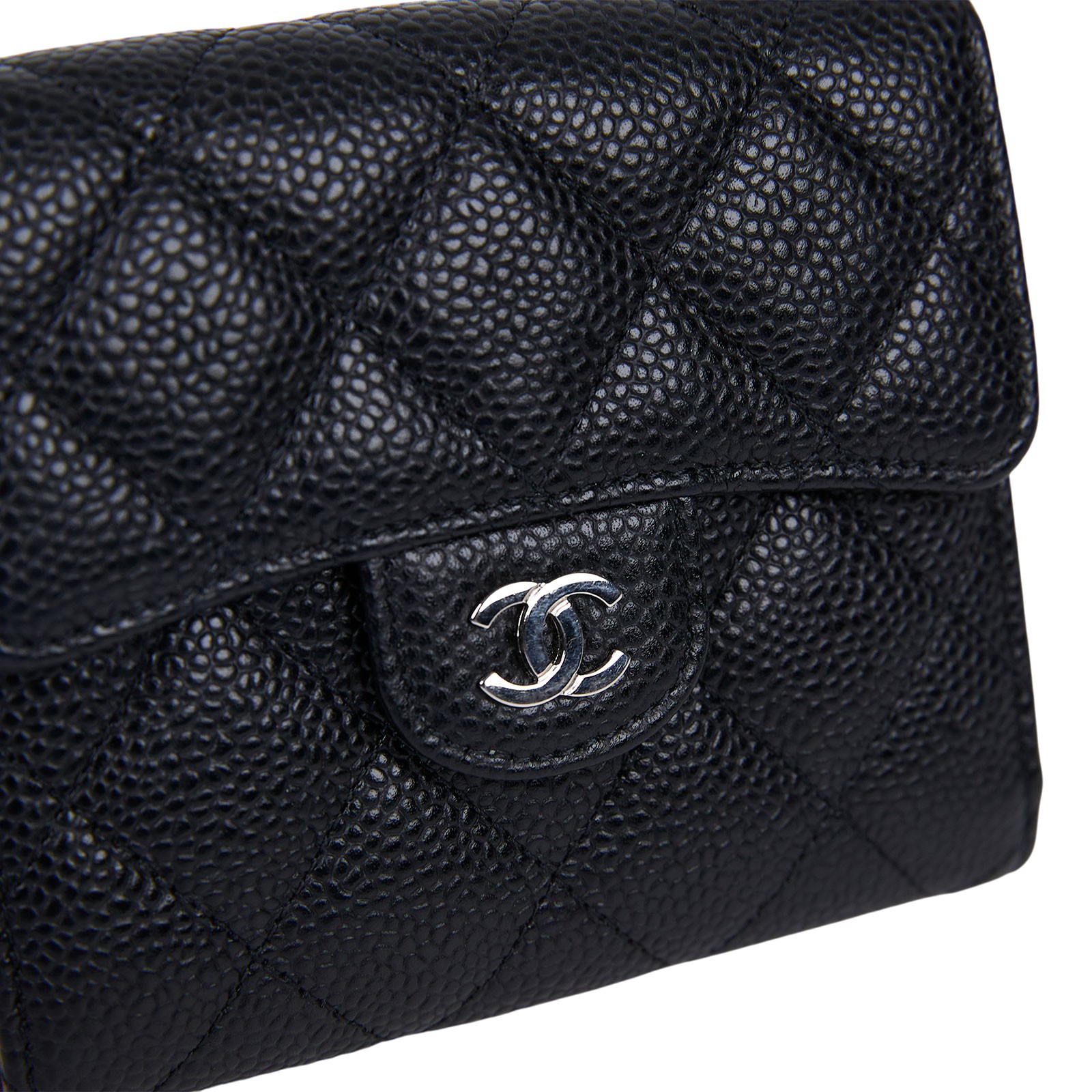 香奈兒 CHANEL 經典 小型 口蓋 皮夾 短夾  AP0231 27開 黑銀荔枝三折短夾 防塵袋/原廠盒子/保證卡