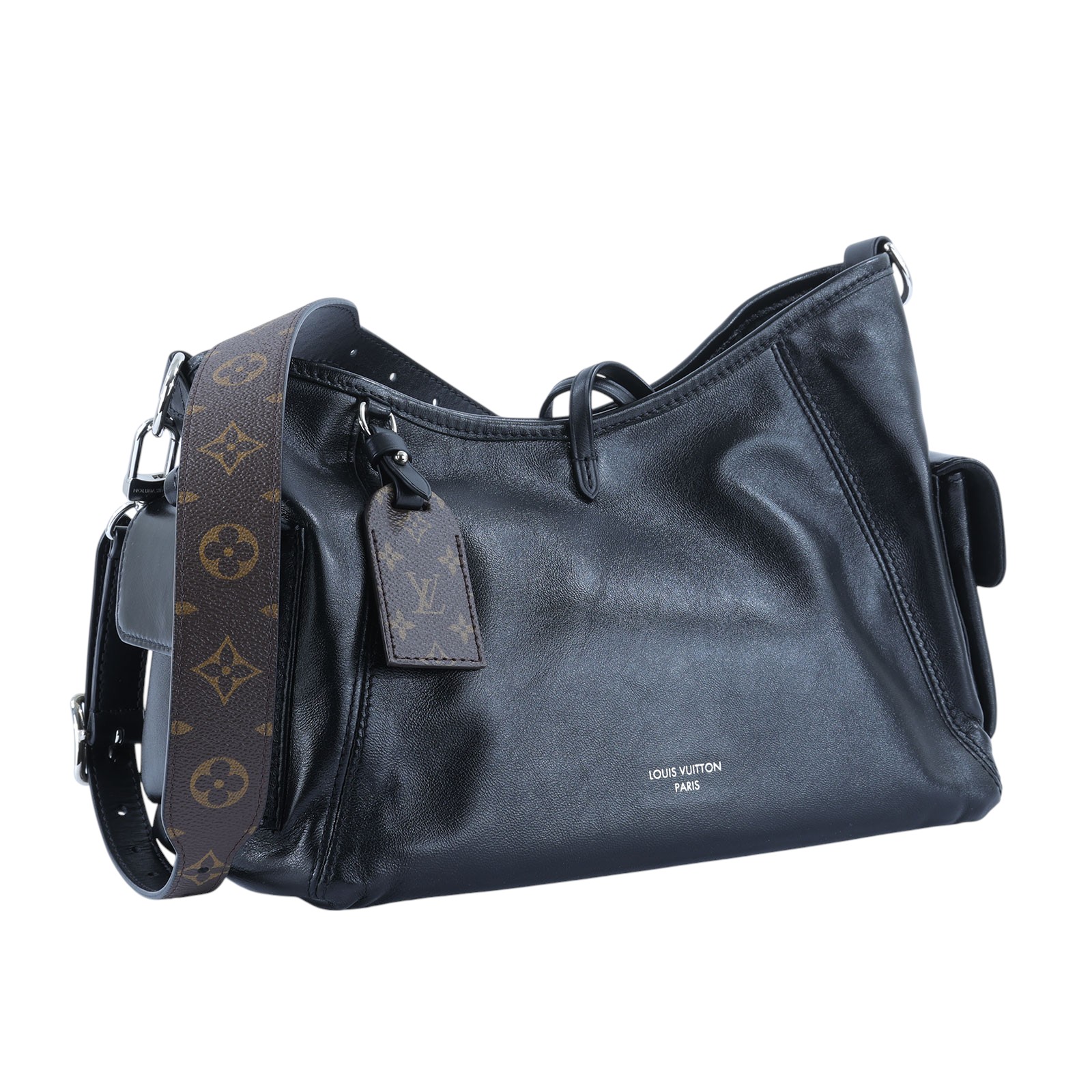 路易威登 LOUIS VUITTON CarryAll Cargo Vibe PM 手提包 黑色 M24861 晶片款  原廠盒子/防塵袋/背帶/購買證明