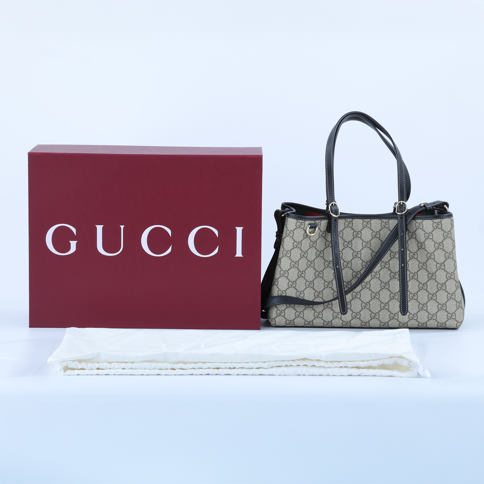 古馳 GUCCI GG Emblem 中型 托特包 815214 FAD6L 老花2WAY 原廠盒子/防塵袋/購買證明