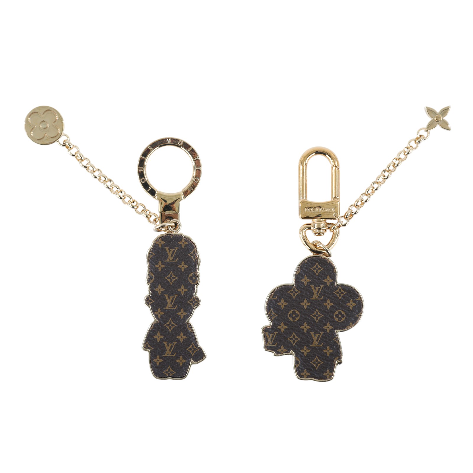 路易威登 LOUIS VUITTON Monogram Vivienne BFF 聖誕 鏈條 吊墜 包掛 吊飾 金色 M00503 一對吊飾 原廠盒子/防塵袋