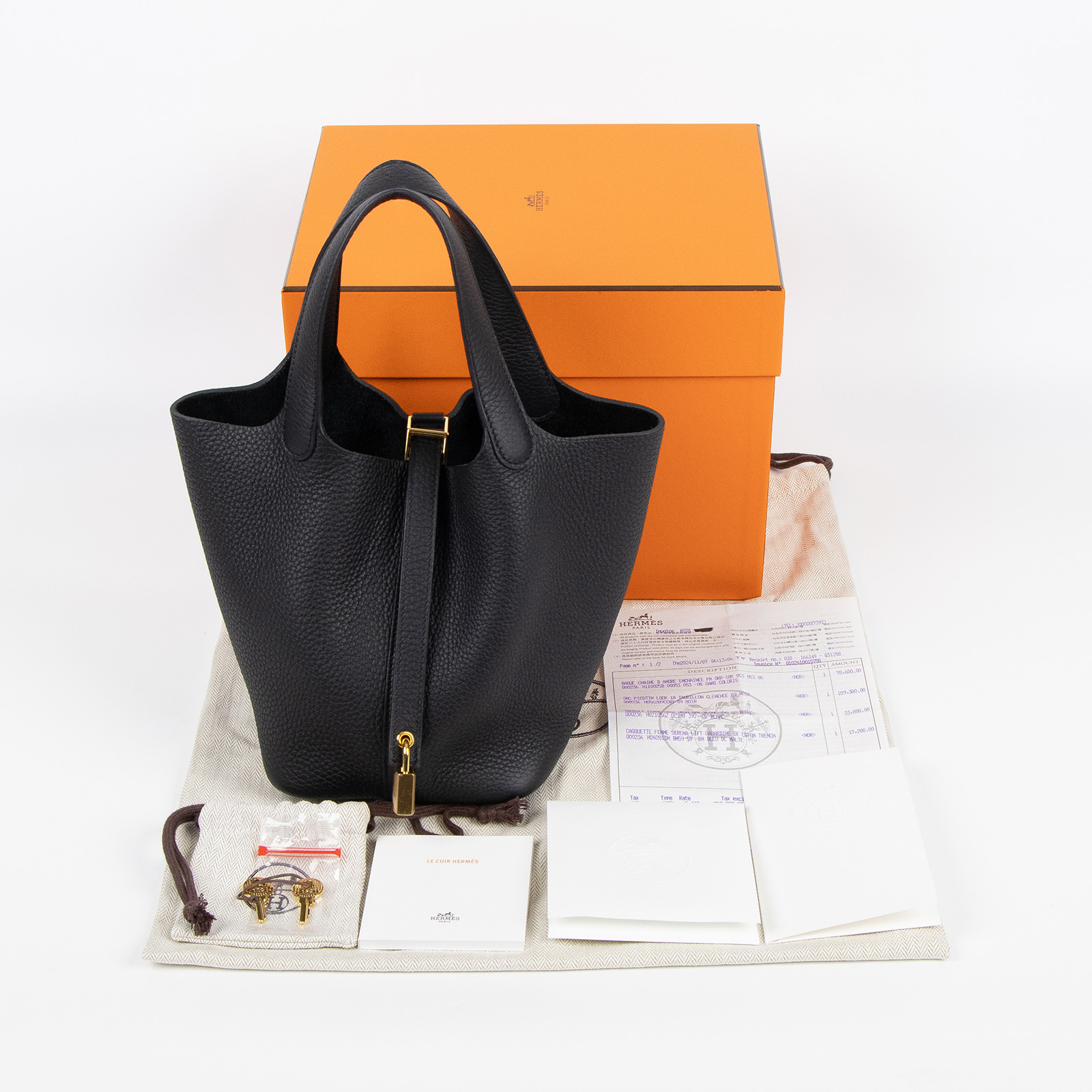 愛馬仕 Hermes Picotin Lock 18 菜籃子包 金色五金 黑色 H056289CC89 W TU 006CP  原廠盒子/防塵袋/購買證明