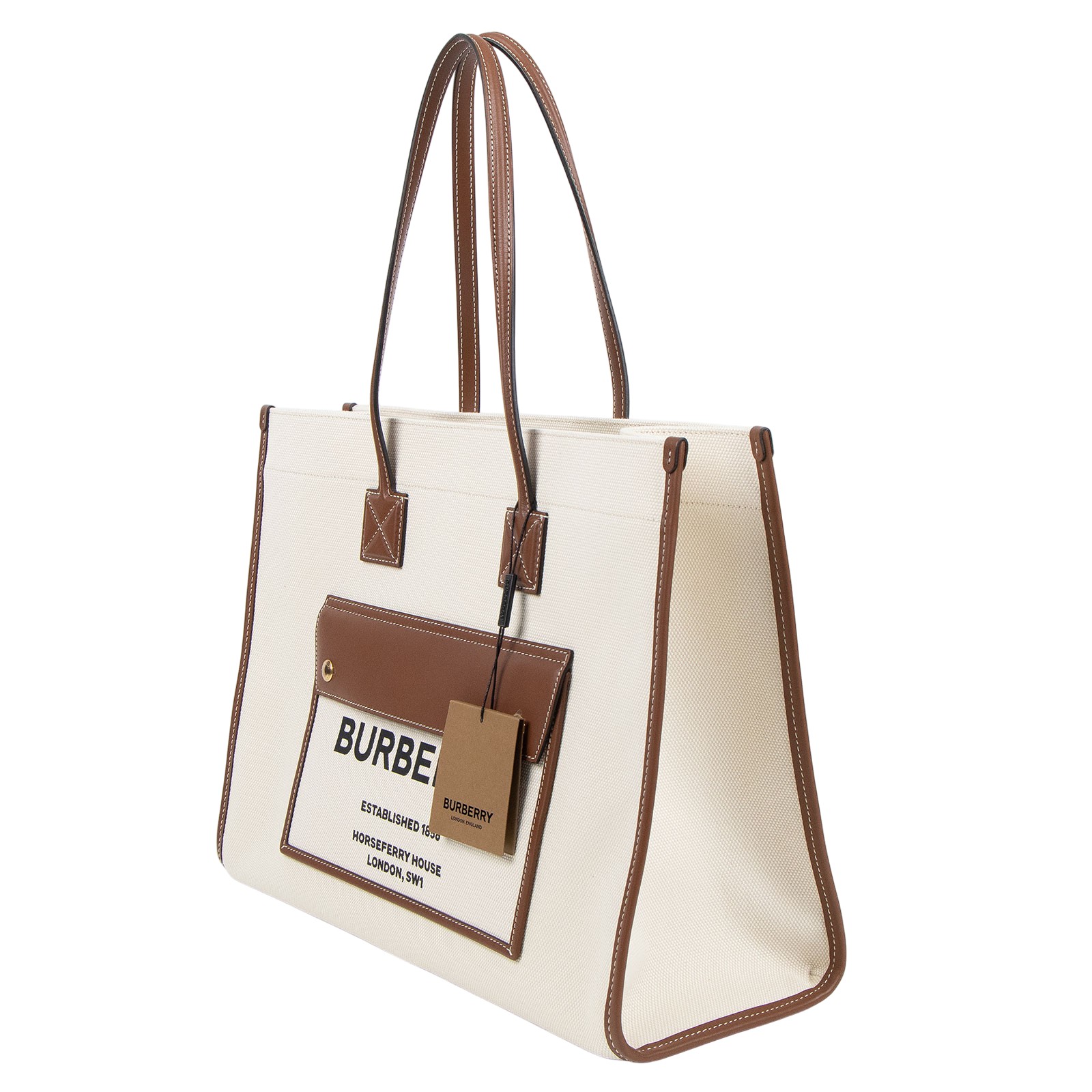 博柏利 BURBERRY Freya 芙蕾雅托特包 中型 80441291 白帆布托特包FREYA 中號 防塵袋