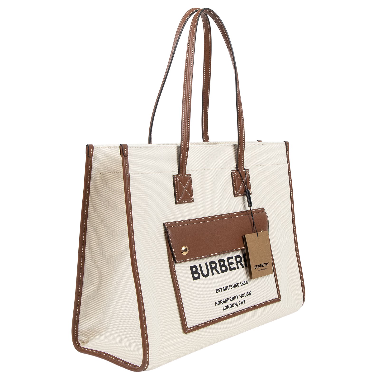 博柏利 BURBERRY Freya 芙蕾雅托特包 中型 80441291 白帆布托特包FREYA 中號 防塵袋