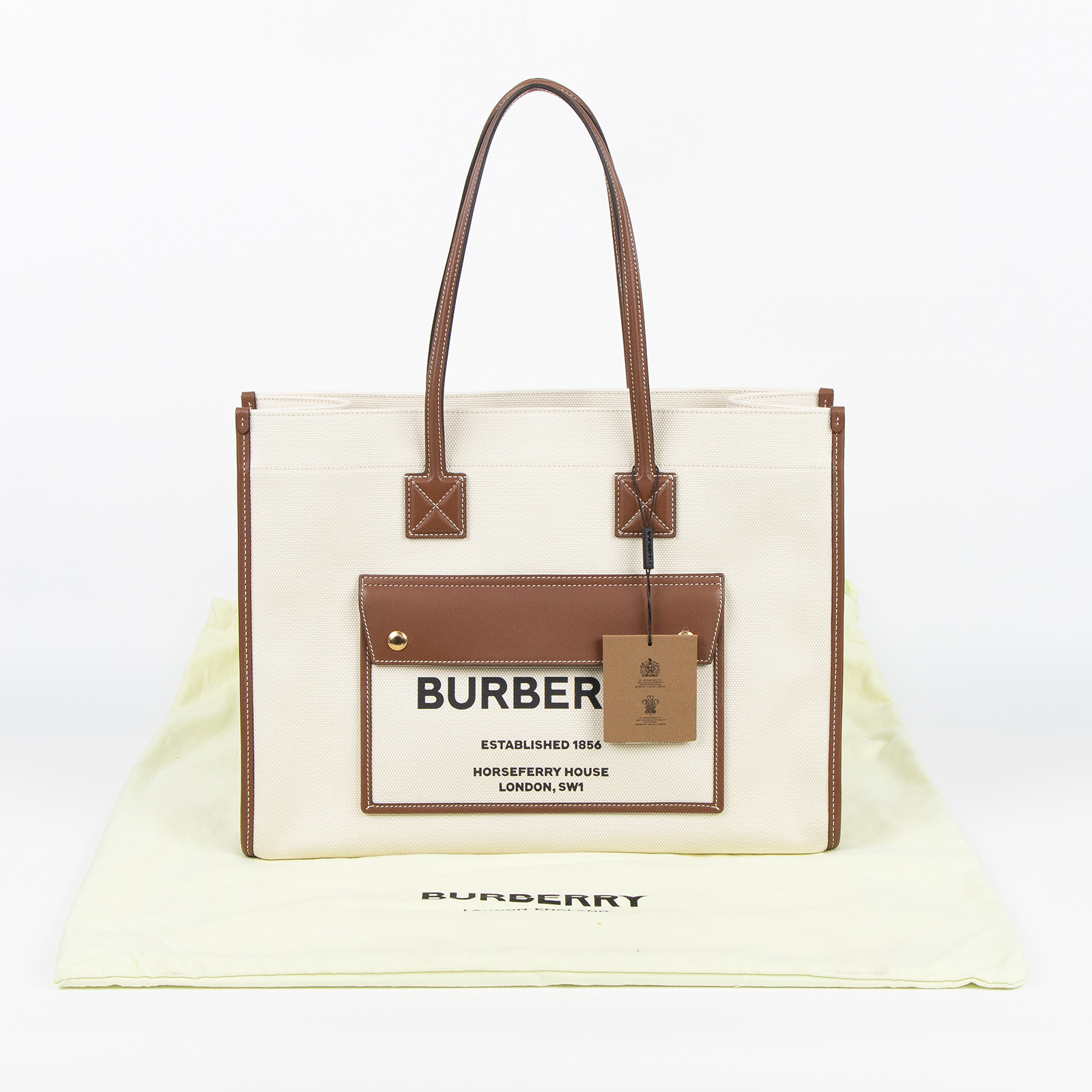 博柏利 BURBERRY Freya 芙蕾雅托特包 中型 80441291 白帆布托特包FREYA 中號 防塵袋