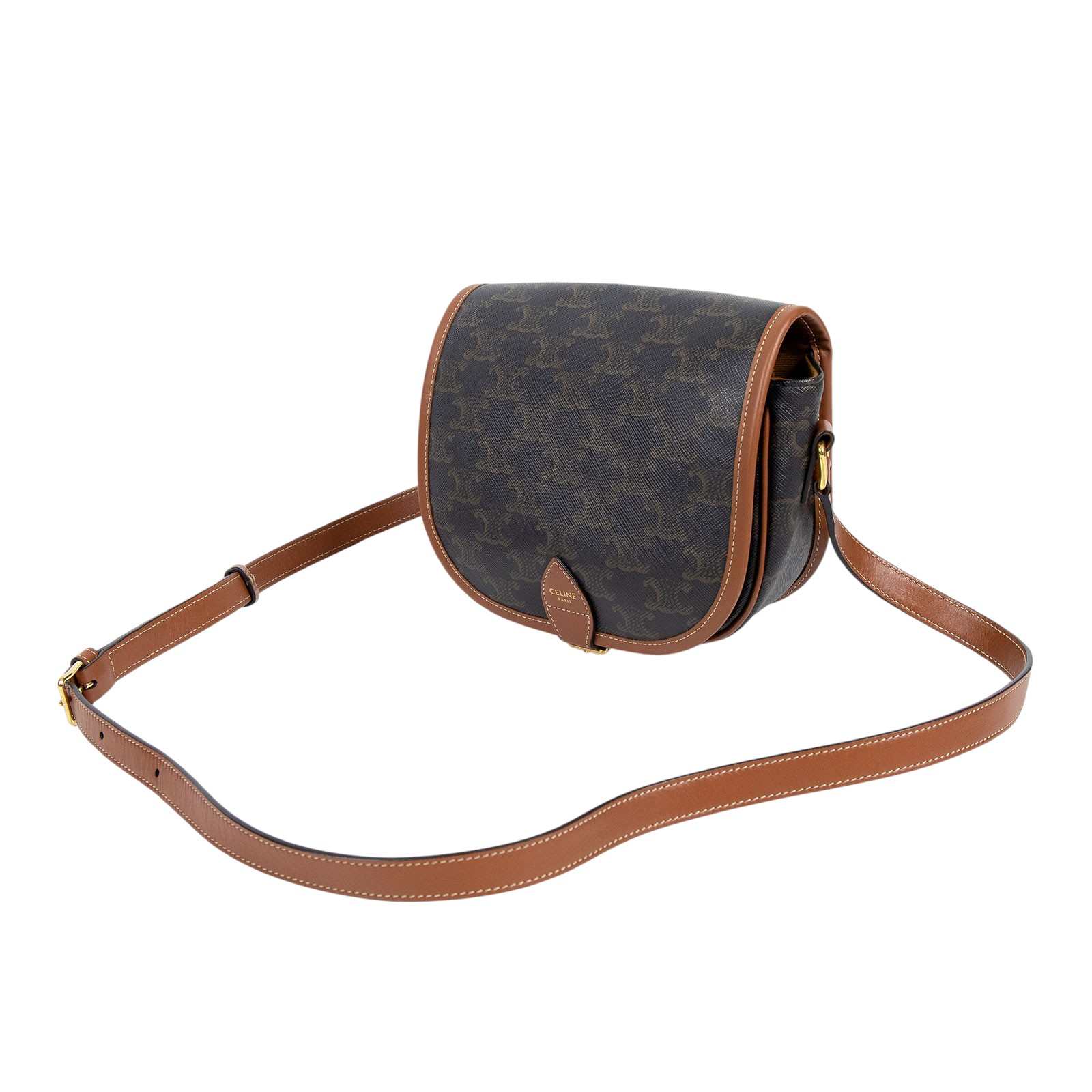 思琳 CELINE Triomphe帆布 中型 凱旋門 Folco 斜背 肩背 馬鞍包 191502BZJ 凱旋門MEDIUM FOLCO 防塵袋/購買證明