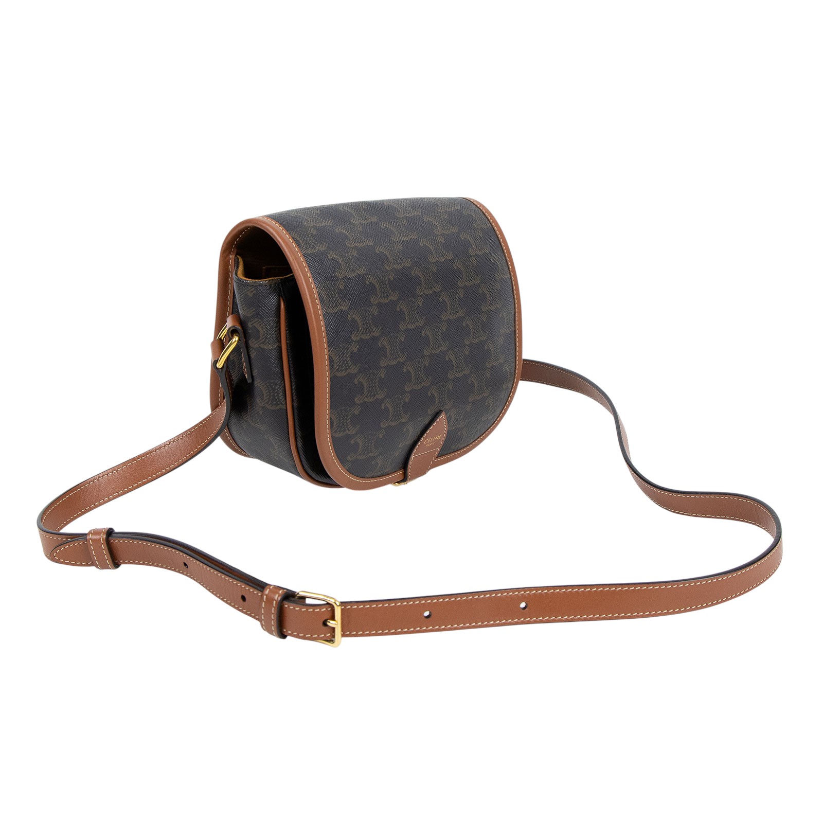 思琳 CELINE Triomphe帆布 中型 凱旋門 Folco 斜背 肩背 馬鞍包 191502BZJ 凱旋門MEDIUM FOLCO 防塵袋/購買證明