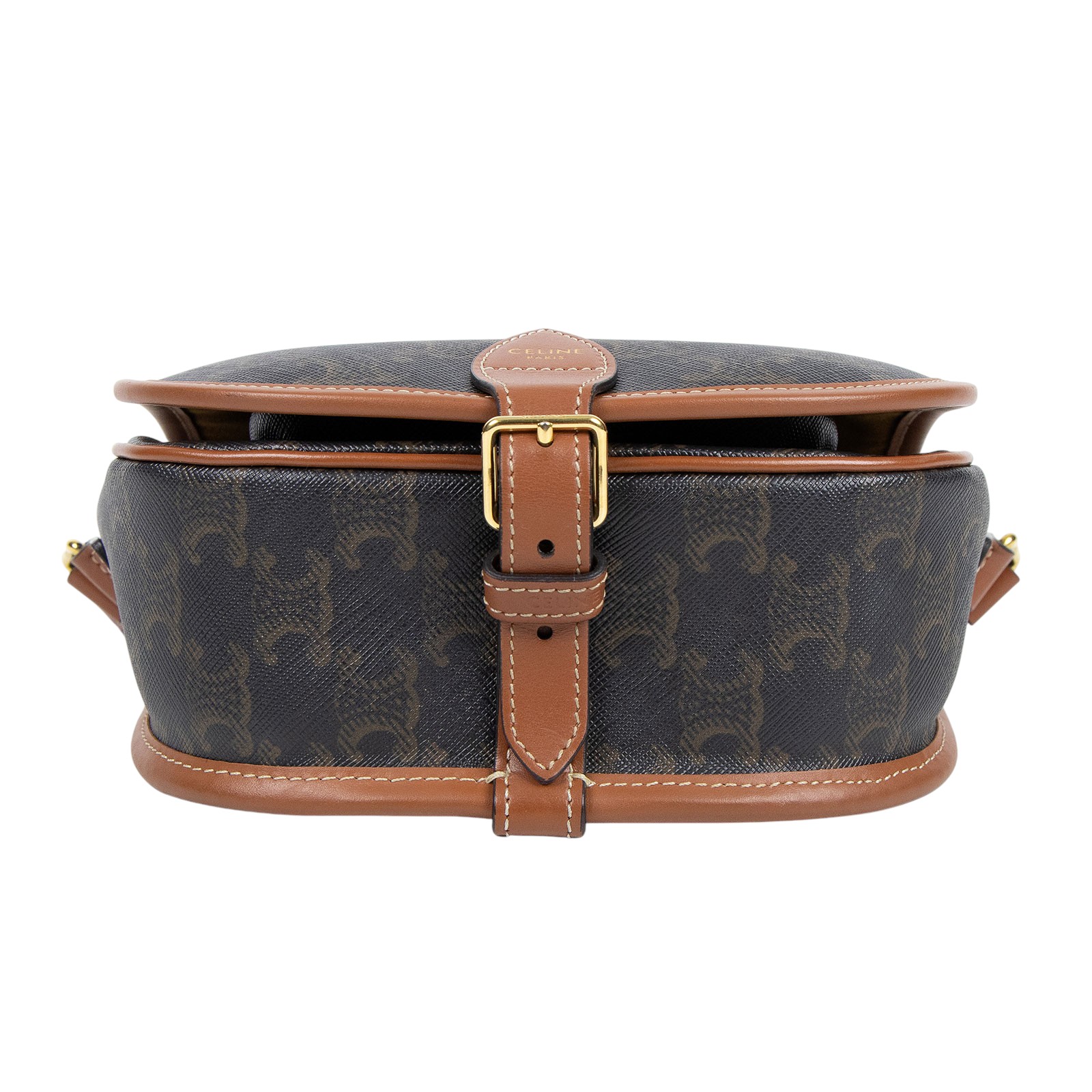 思琳 CELINE Triomphe帆布 中型 凱旋門 Folco 斜背 肩背 馬鞍包 191502BZJ 凱旋門MEDIUM FOLCO 防塵袋/購買證明