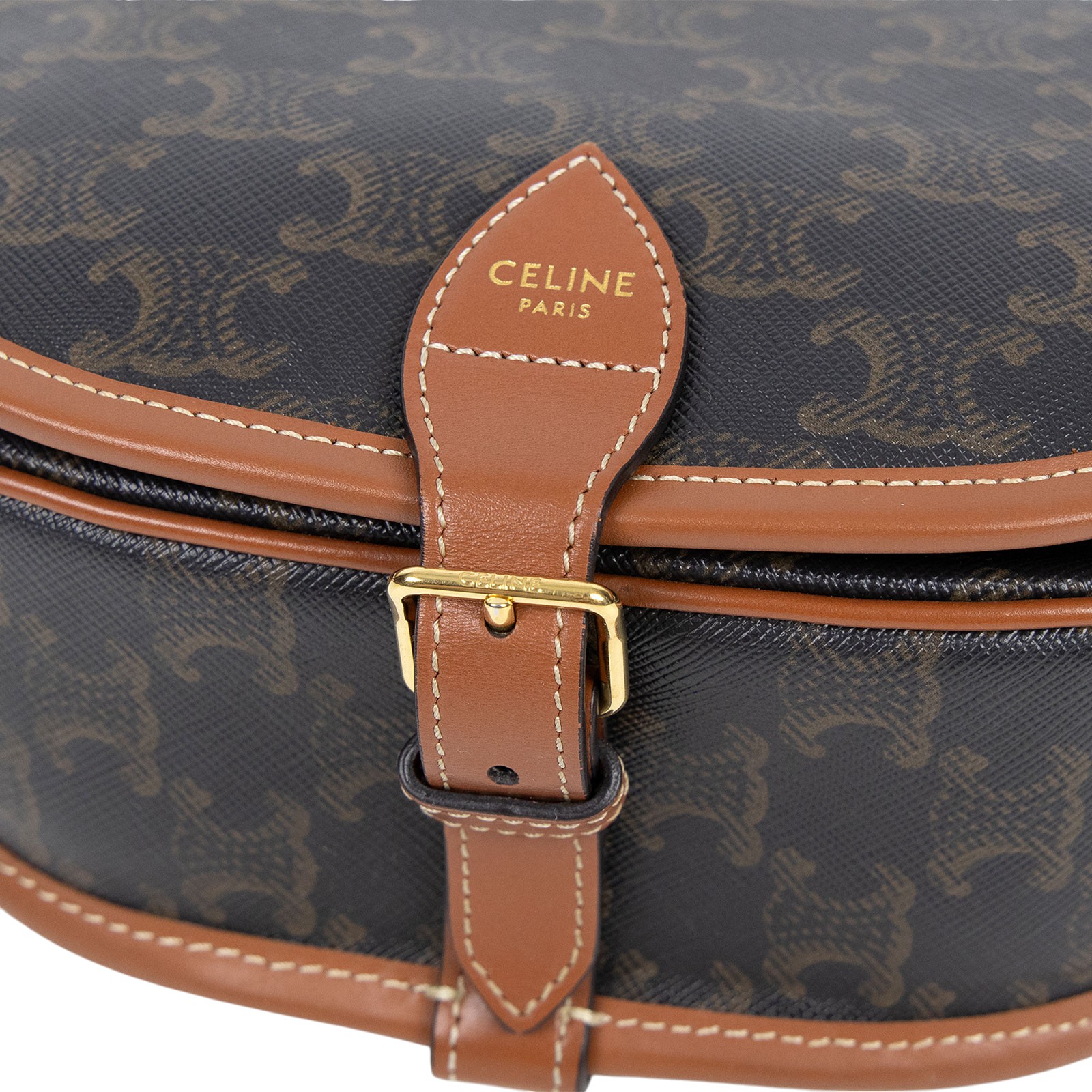 思琳 CELINE Triomphe帆布 中型 凱旋門 Folco 斜背 肩背 馬鞍包 191502BZJ 凱旋門MEDIUM FOLCO 防塵袋/購買證明