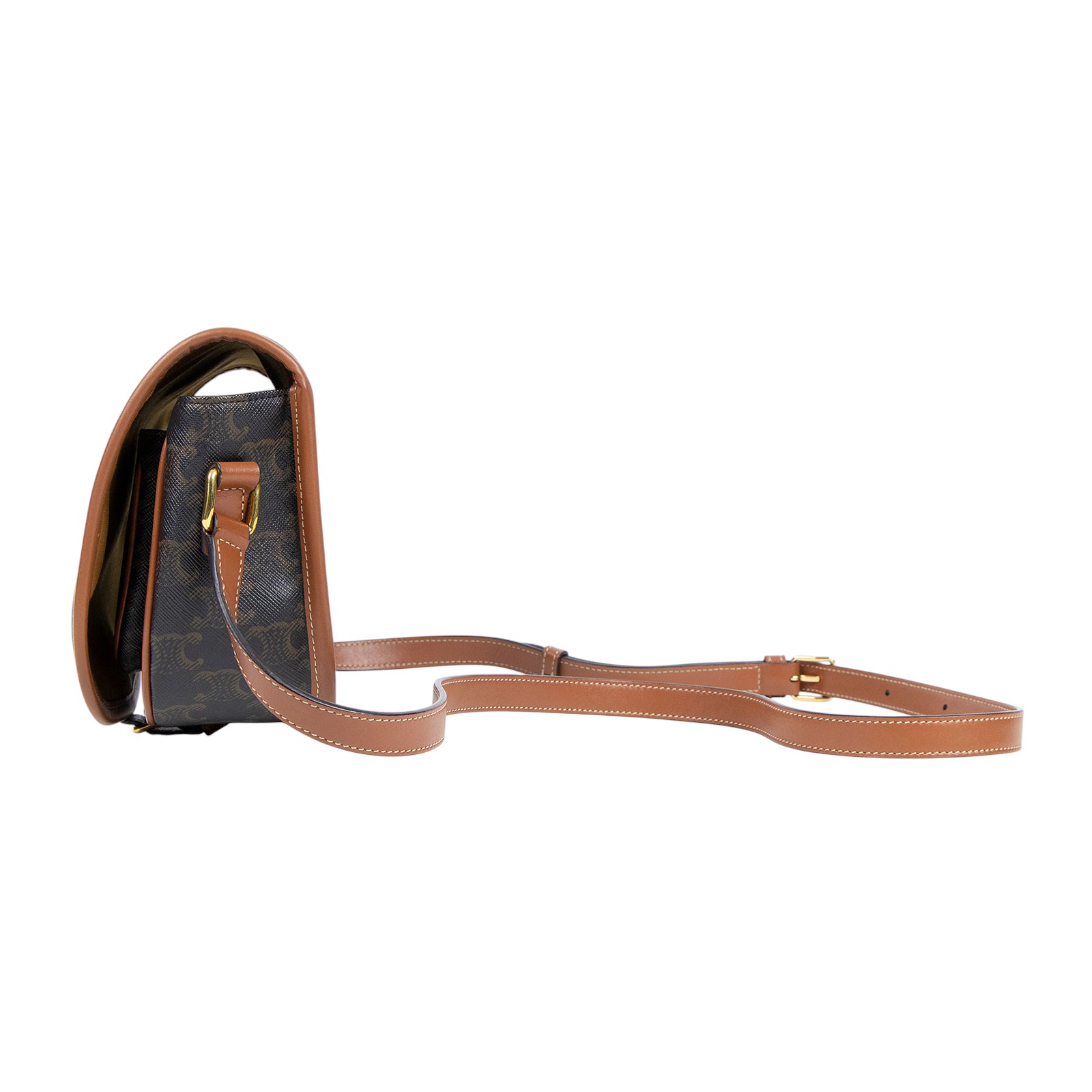 思琳 CELINE Triomphe帆布 中型 凱旋門 Folco 斜背 肩背 馬鞍包 191502BZJ 凱旋門MEDIUM FOLCO 防塵袋/購買證明