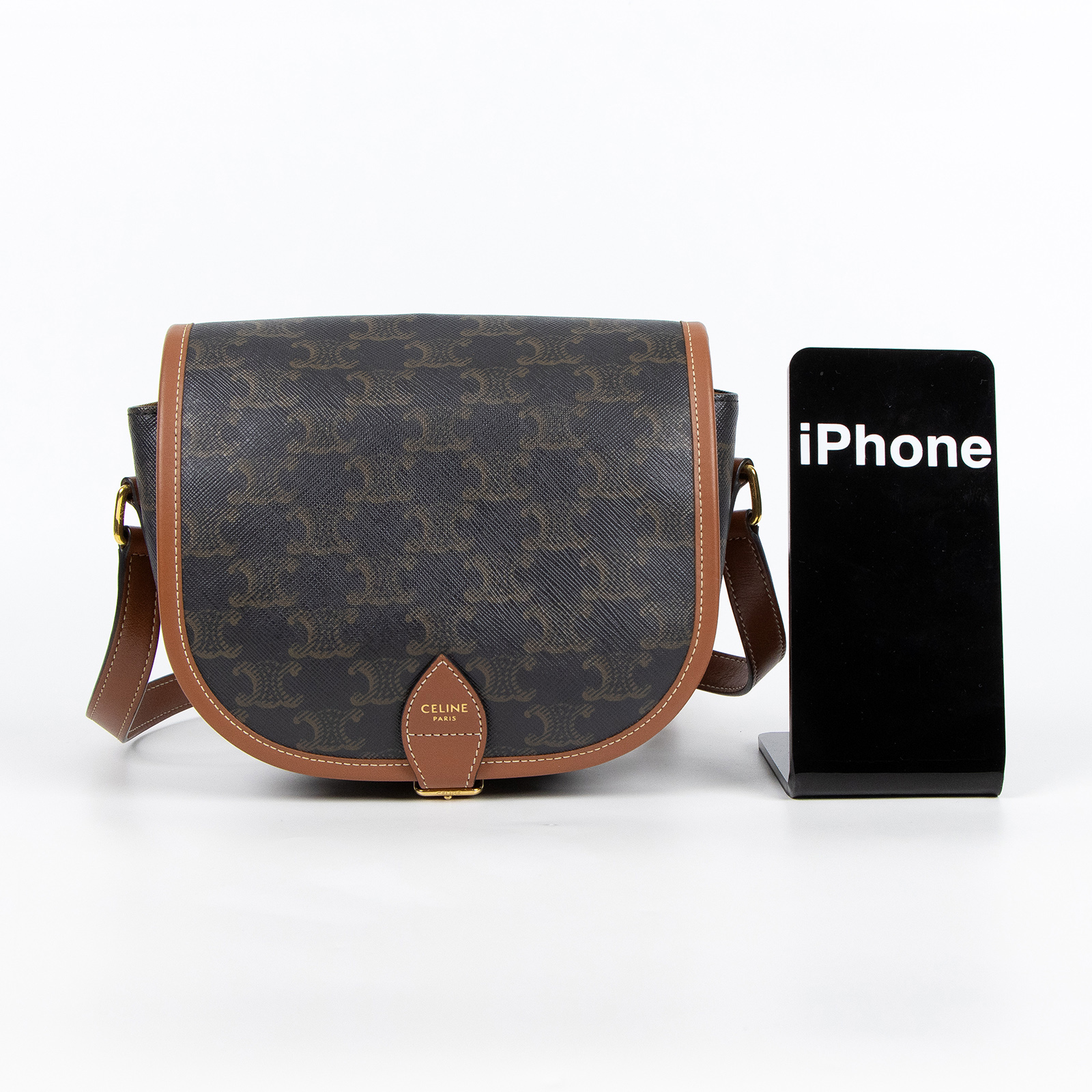 思琳 CELINE Triomphe帆布 中型 凱旋門 Folco 斜背 肩背 馬鞍包 191502BZJ 凱旋門MEDIUM FOLCO 防塵袋/購買證明