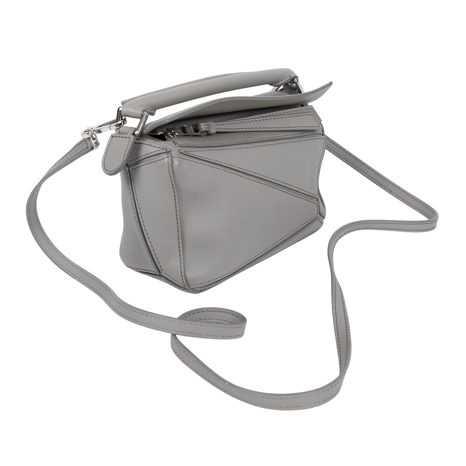 羅意威 LOEWE Puzzle mini 手提 肩背包 322.30.U95 灰PUZZLE MINI 原廠盒子/防塵袋