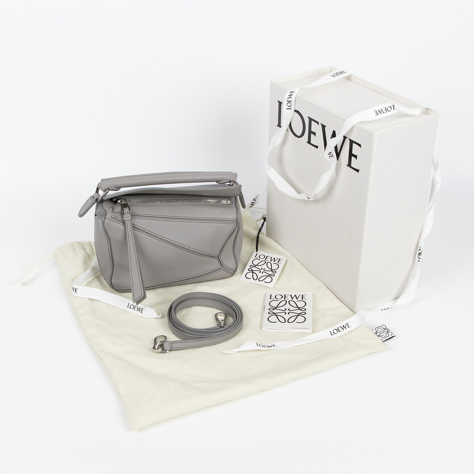 羅意威 LOEWE Puzzle mini 手提 肩背包 322.30.U95 灰PUZZLE MINI 原廠盒子/防塵袋