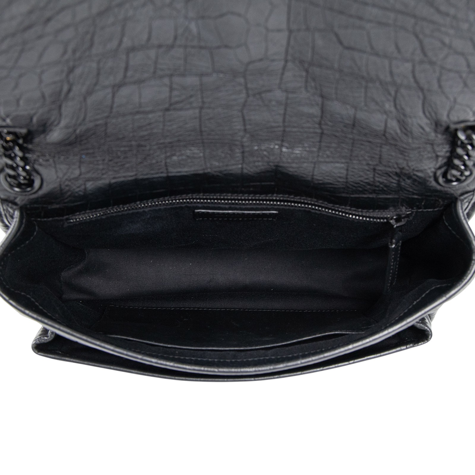 聖羅蘭 YSL SAINT LAURENT Niki 復古皮革 中型手袋 5489421K00U 黑鱷魚壓紋NIKI 中 原廠盒子/防塵袋/購買證明