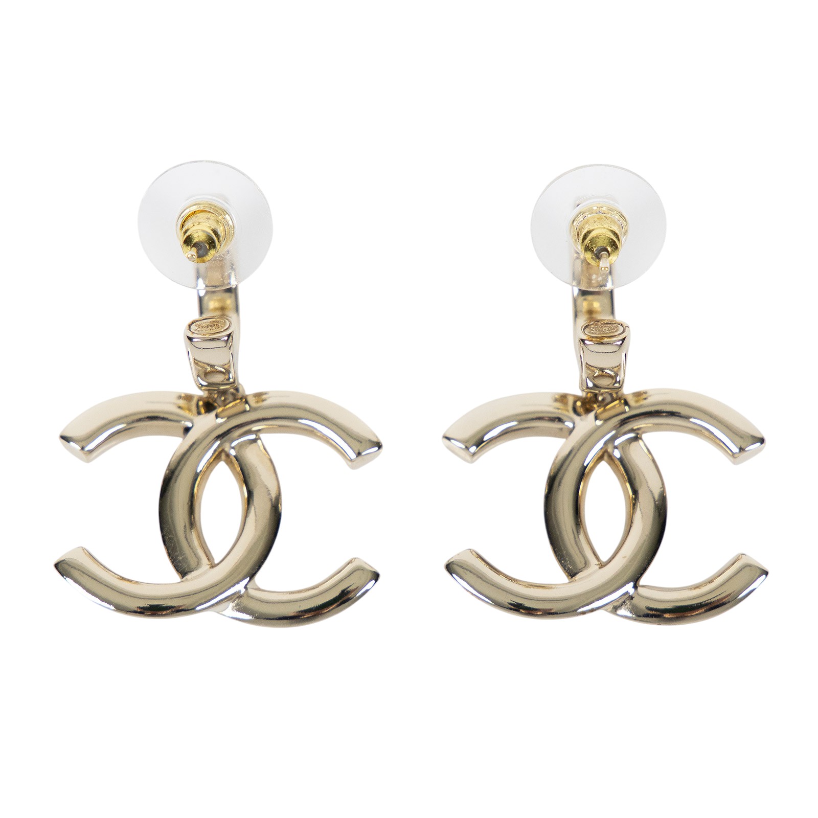 香奈兒 CHANEL 雙C 黑白 琺瑯 耳環 金色 AB9510AB9510/A22/K 雙C黑白琺瑯耳環 原廠盒子/購買證明影本