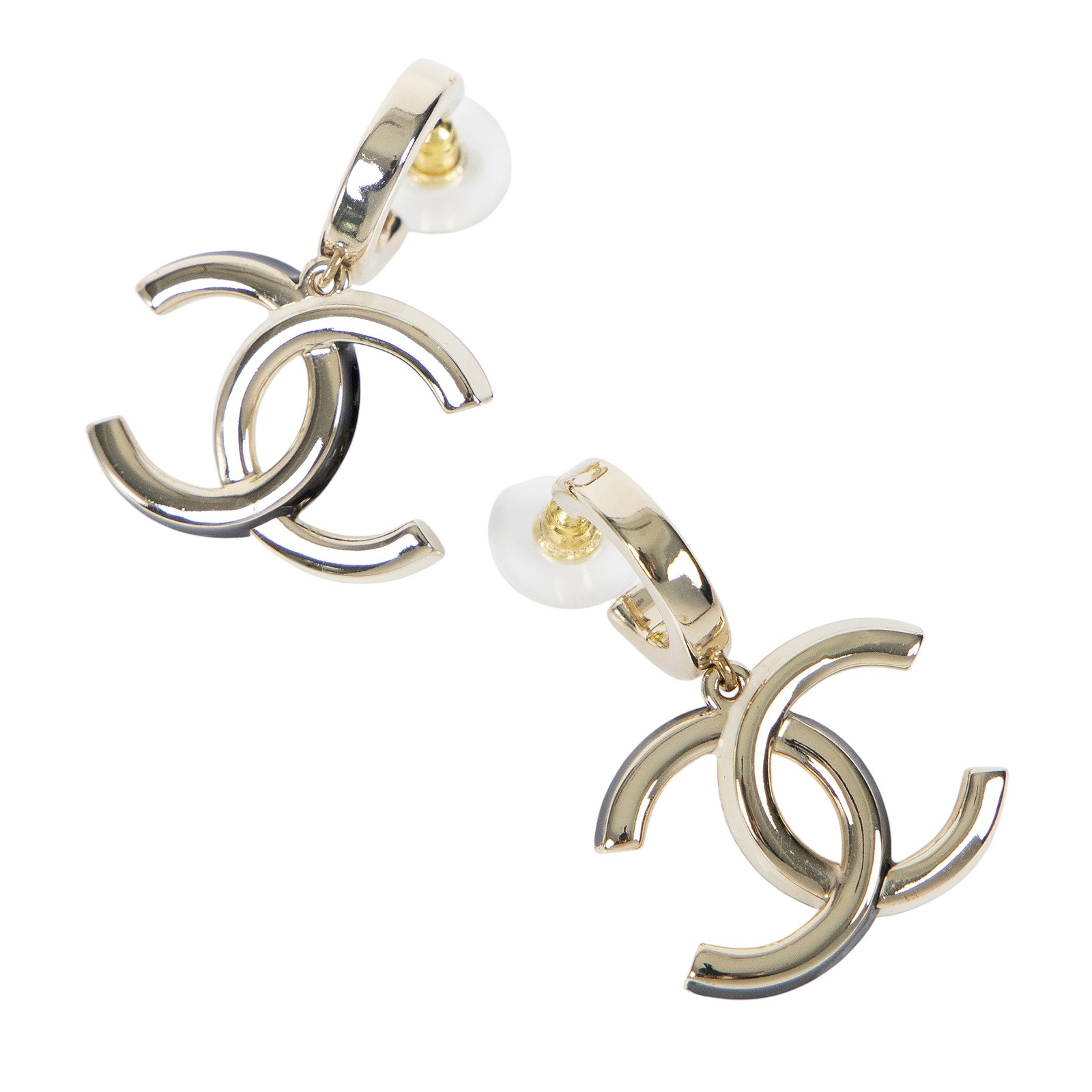 香奈兒 CHANEL 雙C 黑白 琺瑯 耳環 金色 AB9510AB9510/A22/K 雙C黑白琺瑯耳環 原廠盒子/購買證明影本