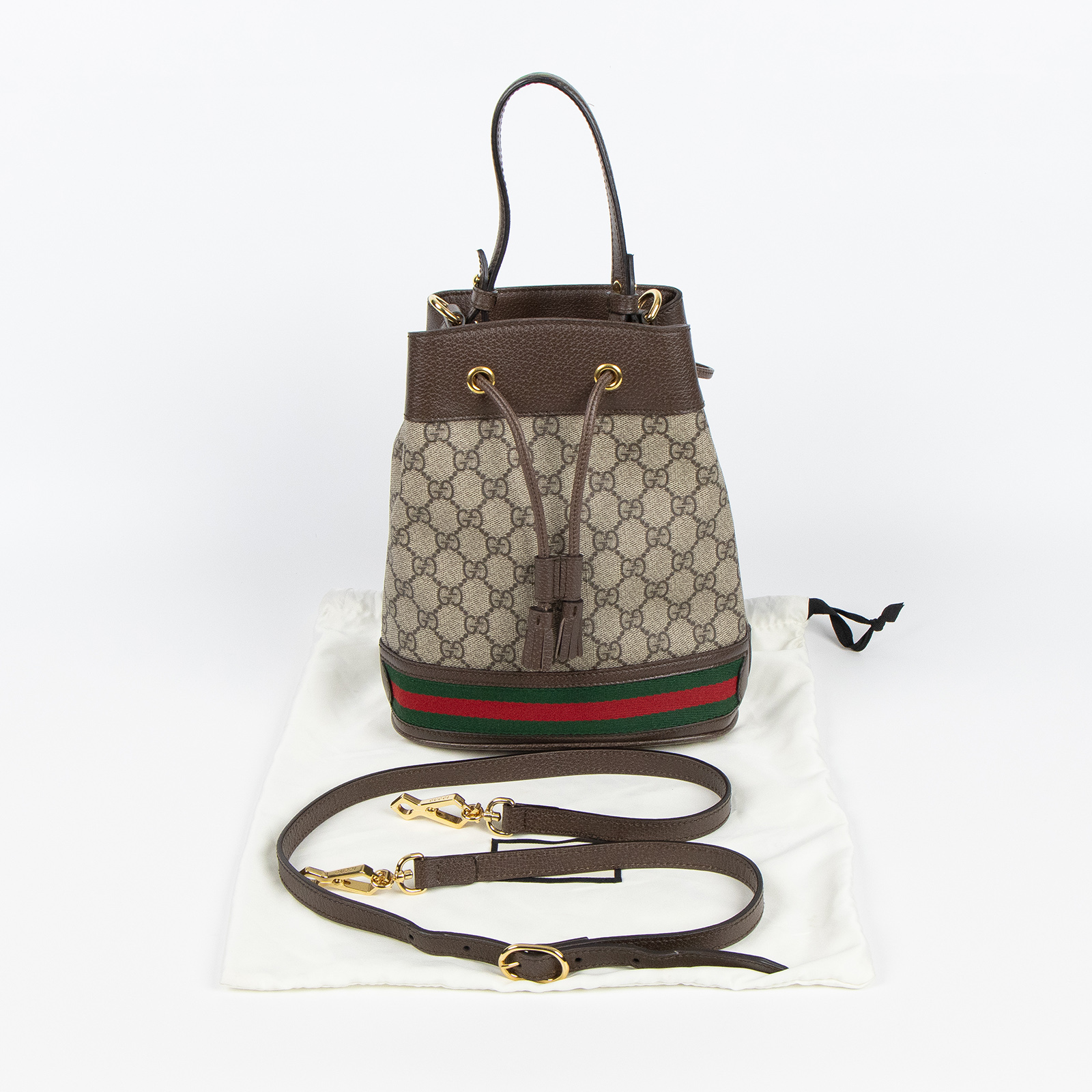 古馳 GUCCI Ophidia GG 小型 肩背 水桶袋 550621 96I3B 棕GG紋Ophidia水桶包 防塵袋