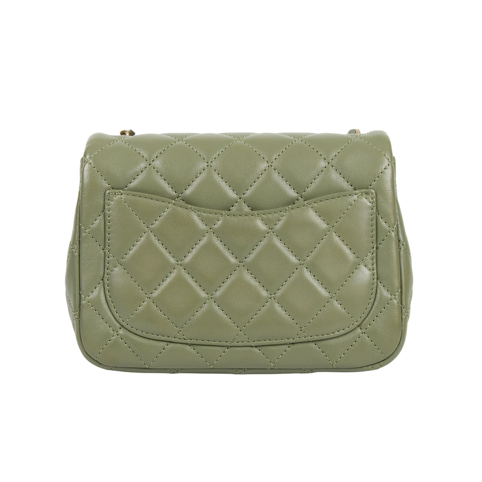 香奈兒 CHANEL 金球 方胖 口蓋包 羊皮 Mini Square Coco 綠色 C872X1KH 綠羊金球方胖 原廠盒子/防塵袋