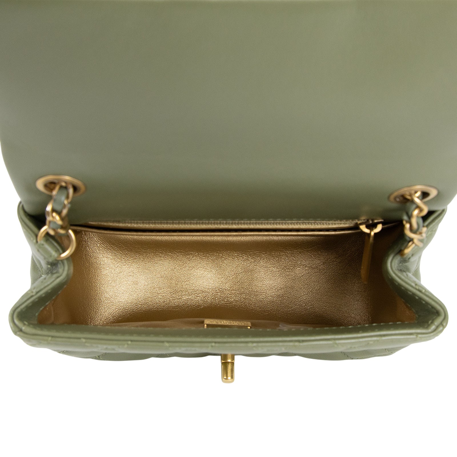 香奈兒 CHANEL 金球 方胖 口蓋包 羊皮 Mini Square Coco 綠色 C872X1KH 綠羊金球方胖 原廠盒子/防塵袋