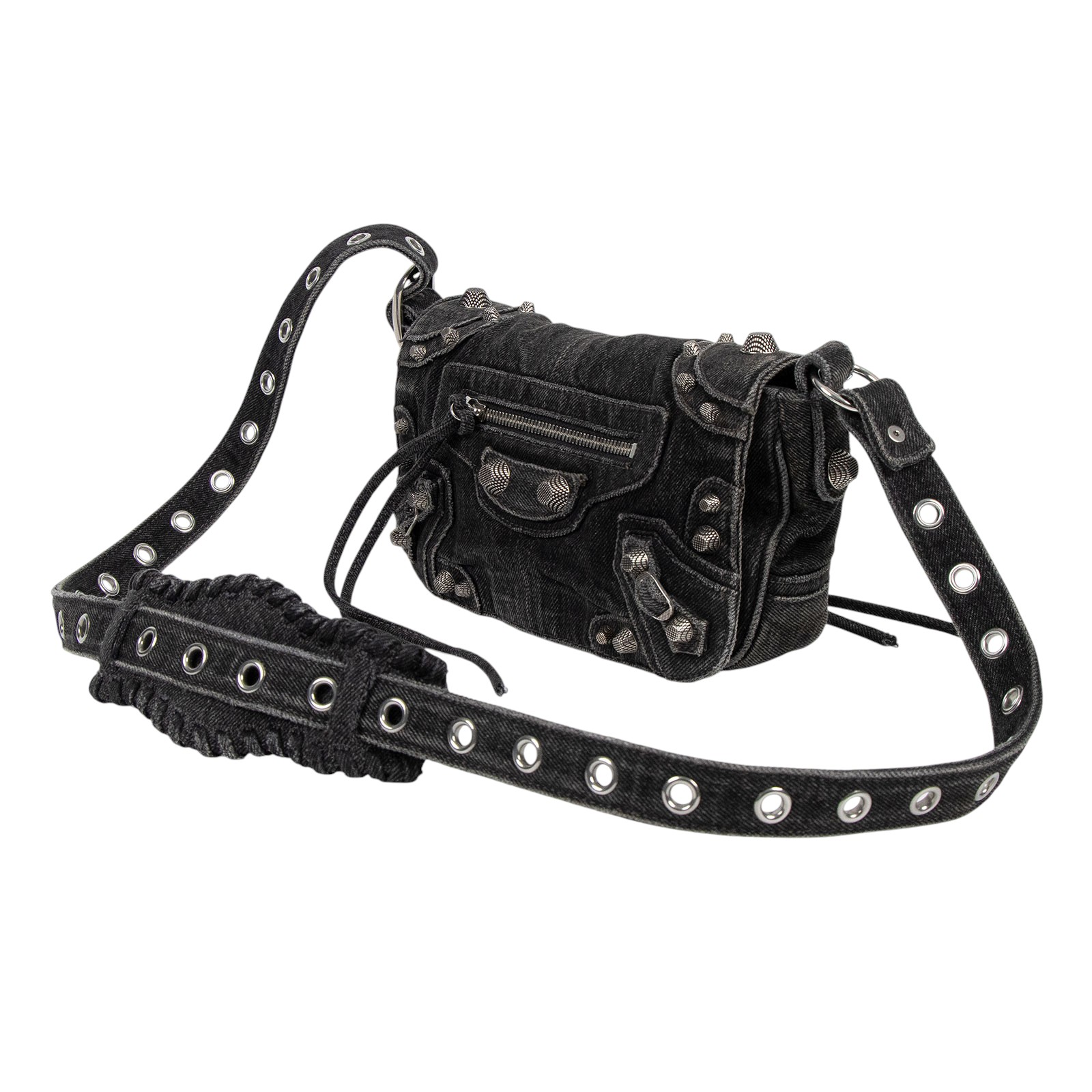 巴黎世家 BALENCIAGA Le cagole XS 翻蓋包  黑牛仔LE CAGOLE MEN XS 防塵袋