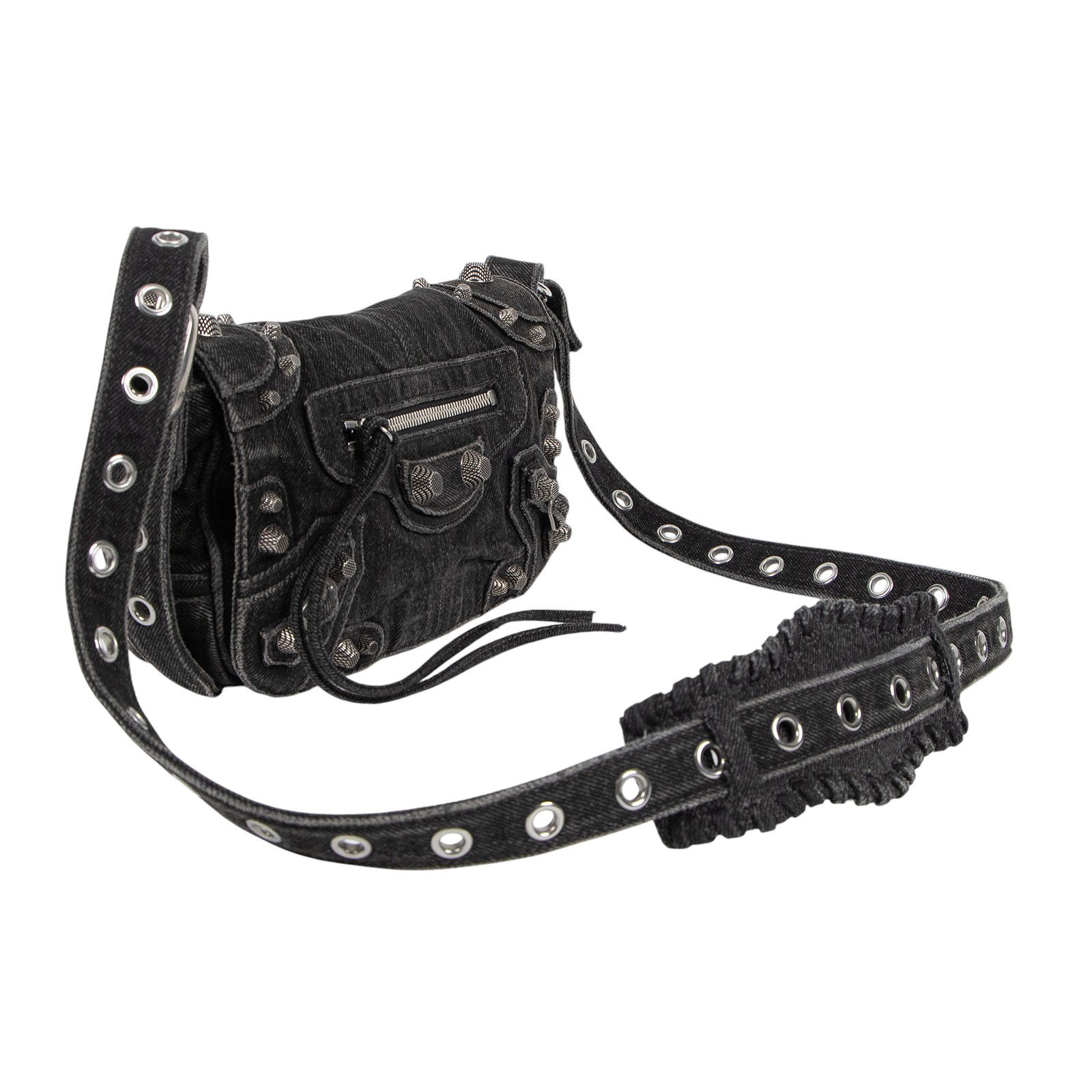 巴黎世家 BALENCIAGA Le cagole XS 翻蓋包  黑牛仔LE CAGOLE MEN XS 防塵袋