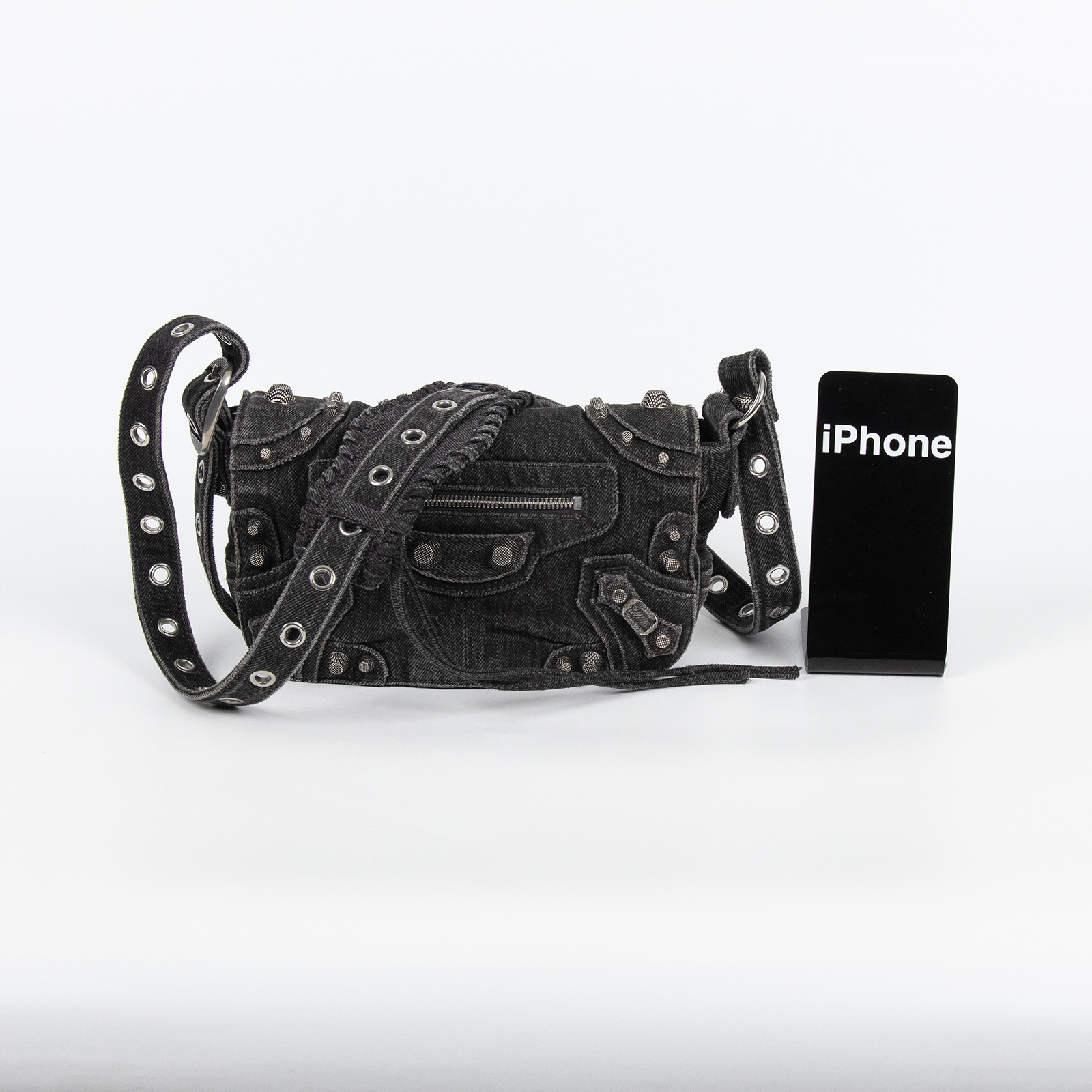 巴黎世家 BALENCIAGA Le cagole XS 翻蓋包  黑牛仔LE CAGOLE MEN XS 防塵袋