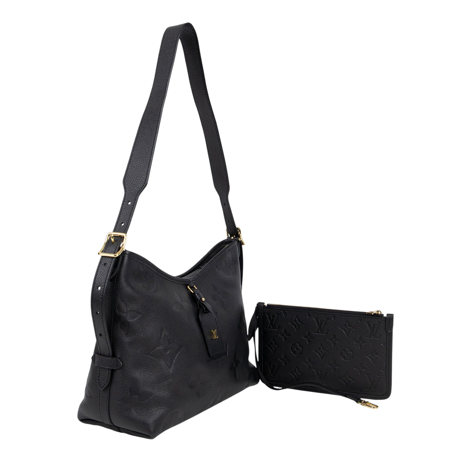 路易威登 LOUIS VUITTON CarryAll PM  黑色 牛皮 肩背包 M46288 晶片款 黑牛皮壓紋CARRYAll PM 防塵袋