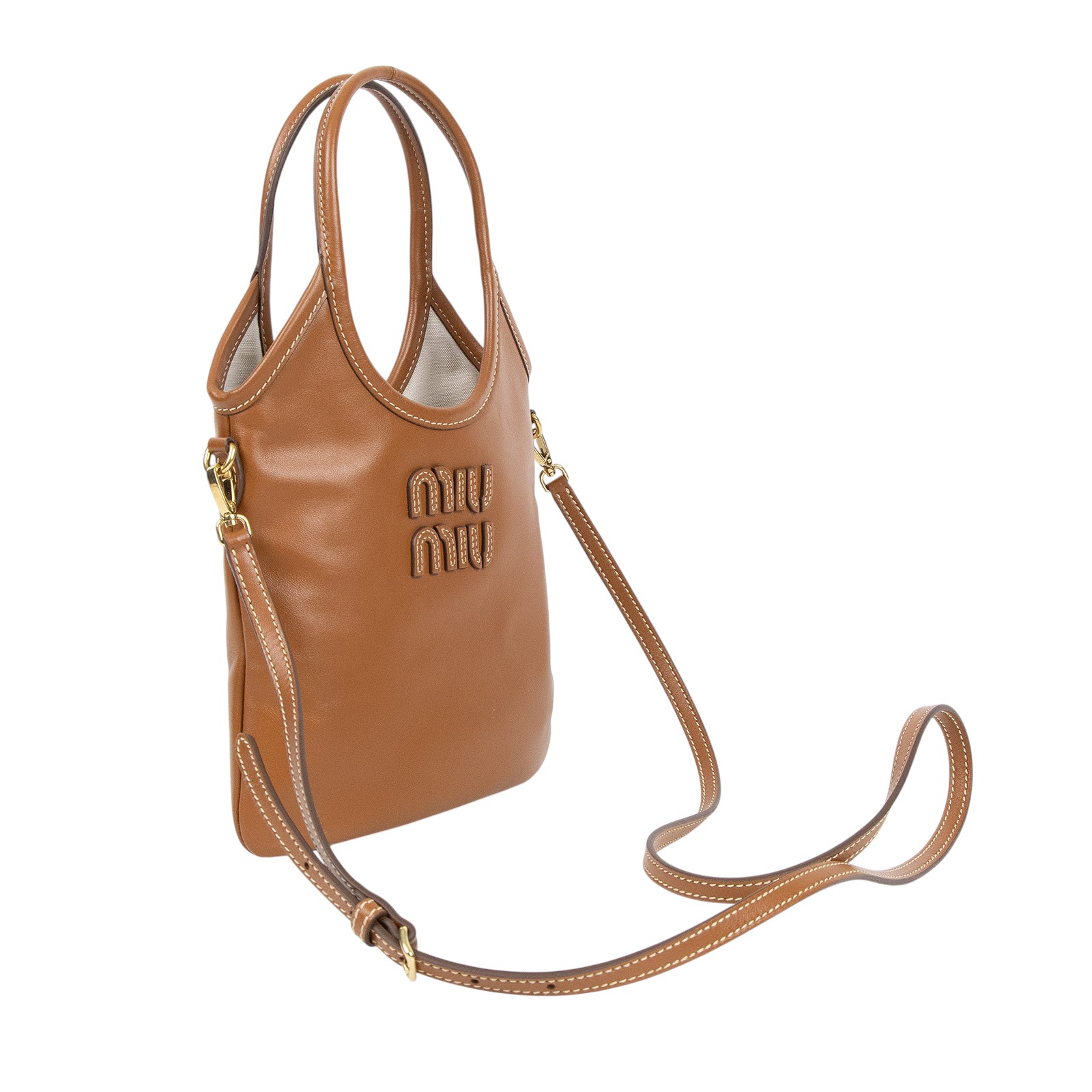 繆繆 MIU MIU Ivy 手提包 5BA281_2IEO 焦糖IVY 2WAY 防塵袋/背帶