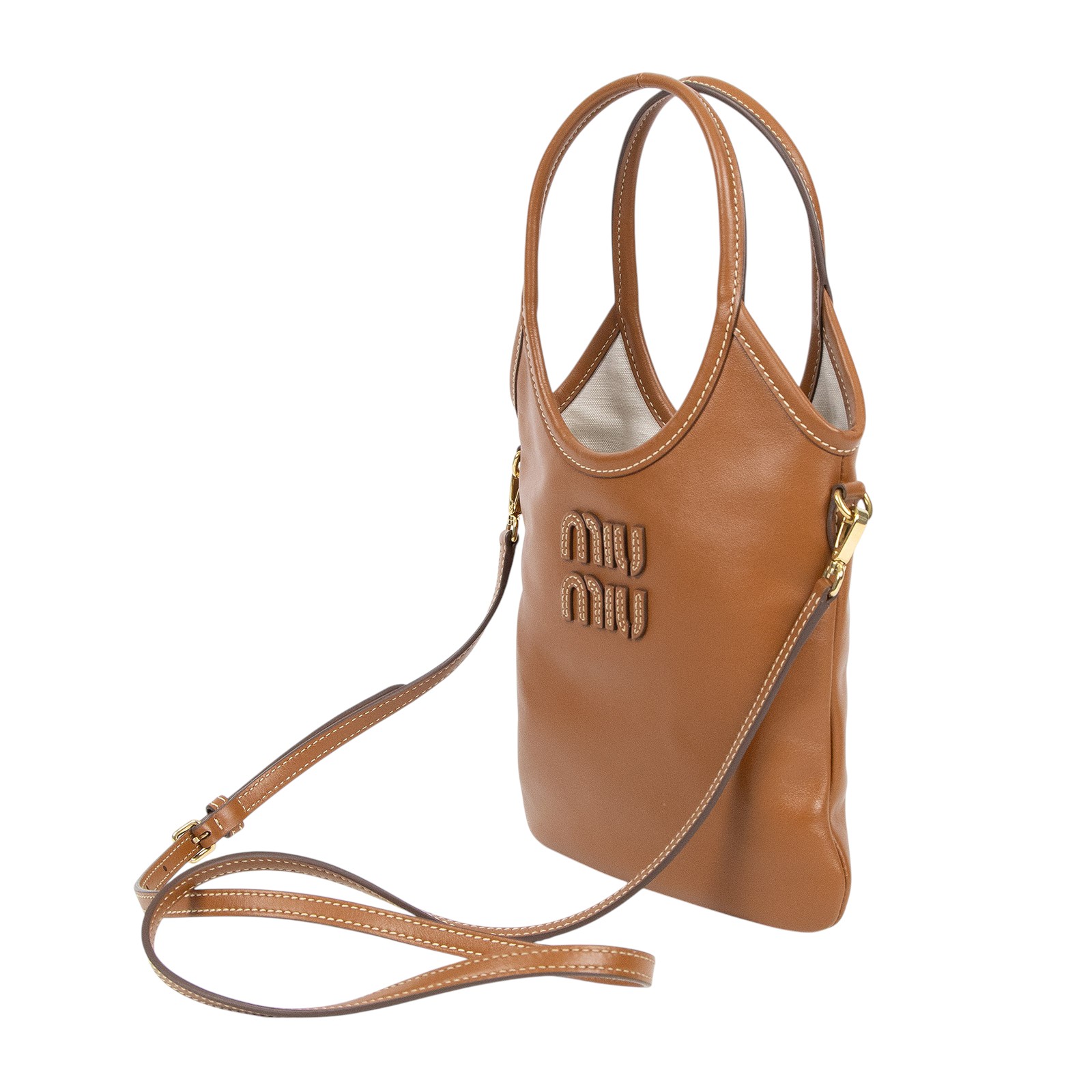 繆繆 MIU MIU Ivy 手提包 5BA281_2IEO 焦糖IVY 2WAY 防塵袋/背帶