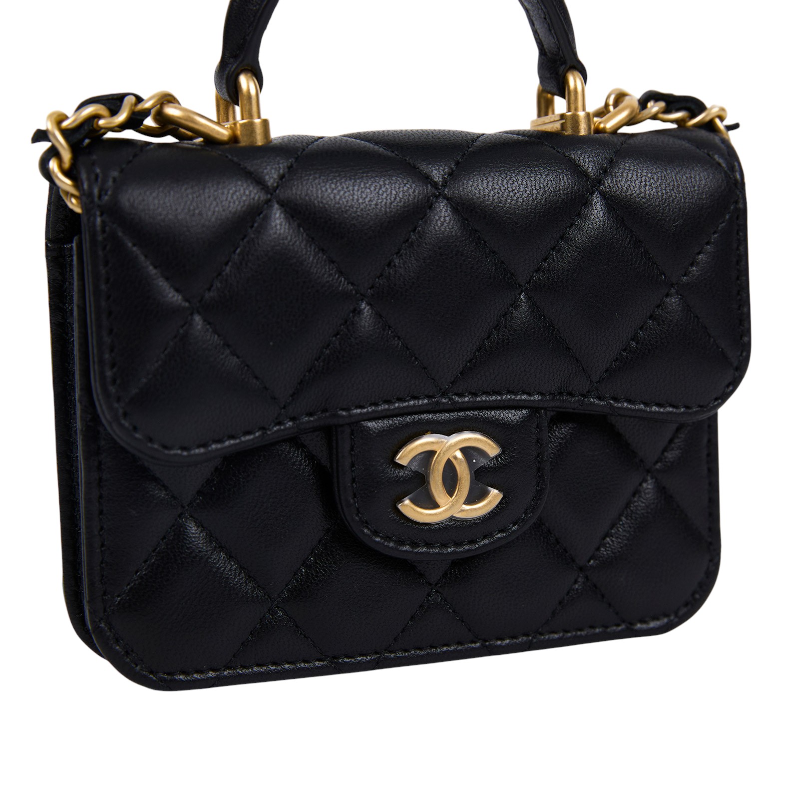 香奈兒 CHANEL 手提 肩背 口蓋包 迷你 AP2200 B05810 30開黑羊金手提MINI 2WAY 原廠盒子/防塵袋/保證卡/購買證明