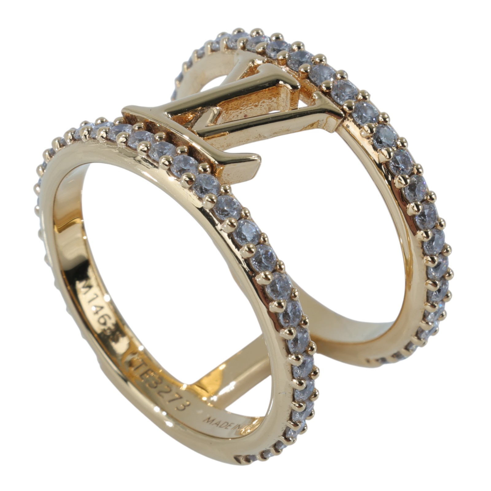 路易威登 LOUIS VUITTON LV Iconic 寬戒指 M1463S 水鑽LOGO戒指 原廠盒子/防塵袋/購買證明