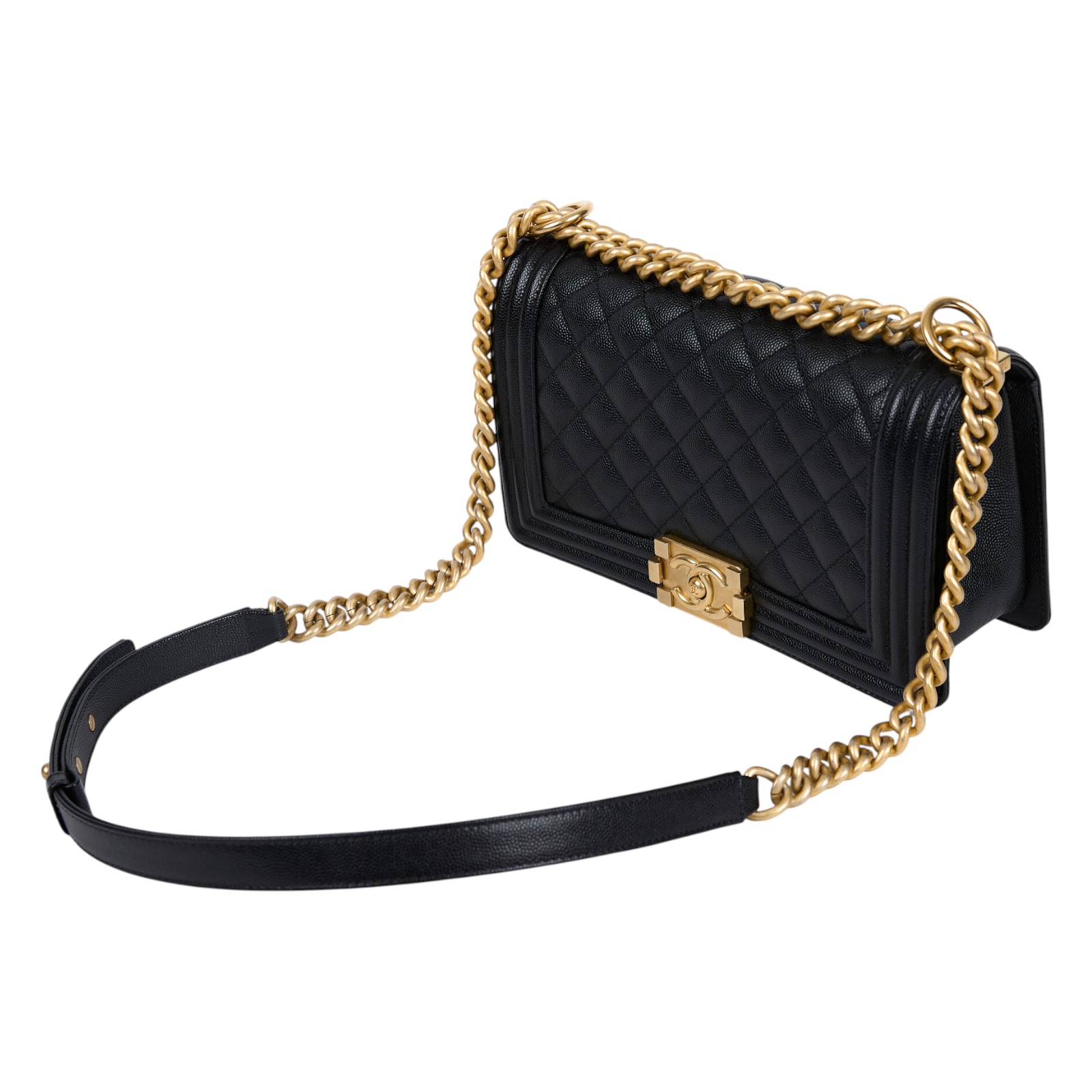 香奈兒 CHANEL Boy 25 口蓋包 A67086 晶片款 黑荔枝金扣BOY25 原廠盒子/防塵袋/購買證明影本