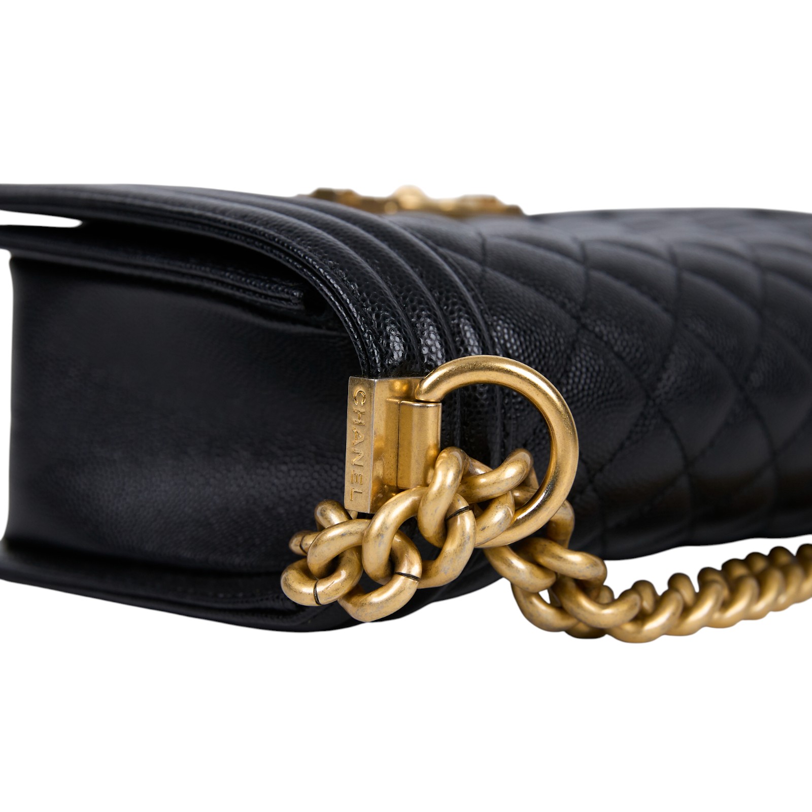 香奈兒 CHANEL Boy 25 口蓋包 A67086 晶片款 黑荔枝金扣BOY25 原廠盒子/防塵袋/購買證明影本