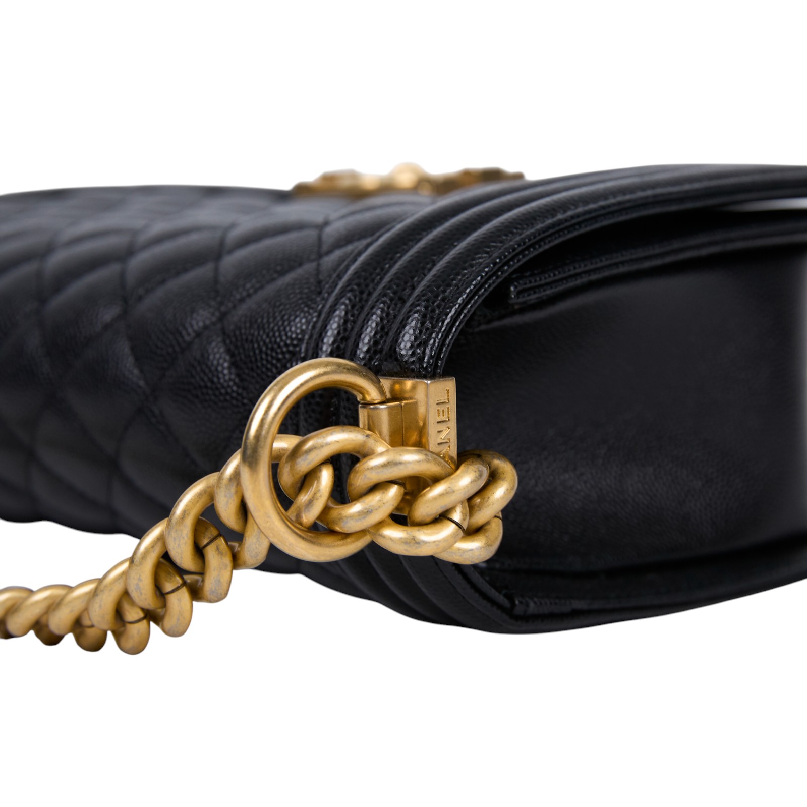 香奈兒 CHANEL Boy 25 口蓋包 A67086 晶片款 黑荔枝金扣BOY25 原廠盒子/防塵袋/購買證明影本